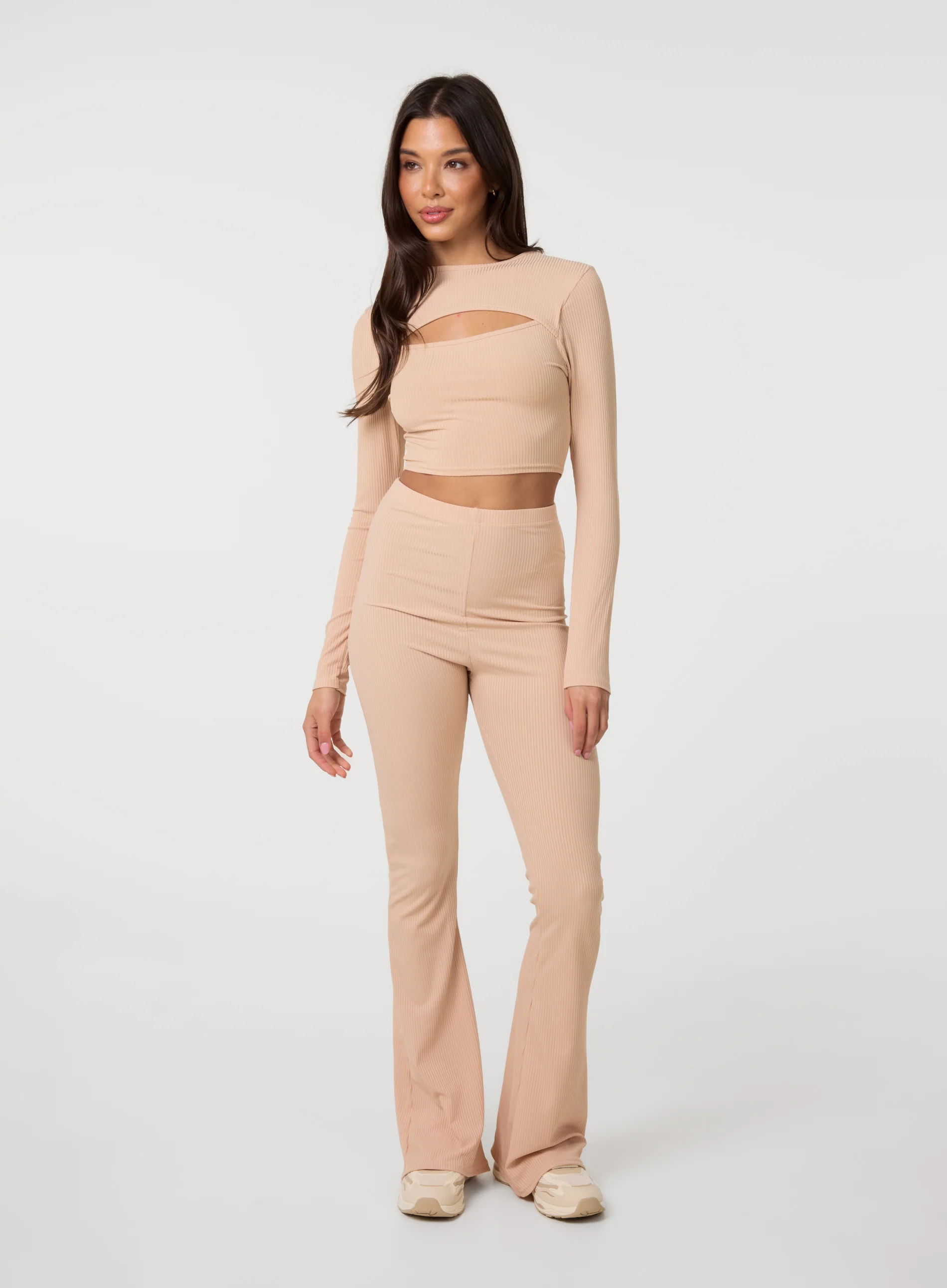 Ribbed Flare Trousers