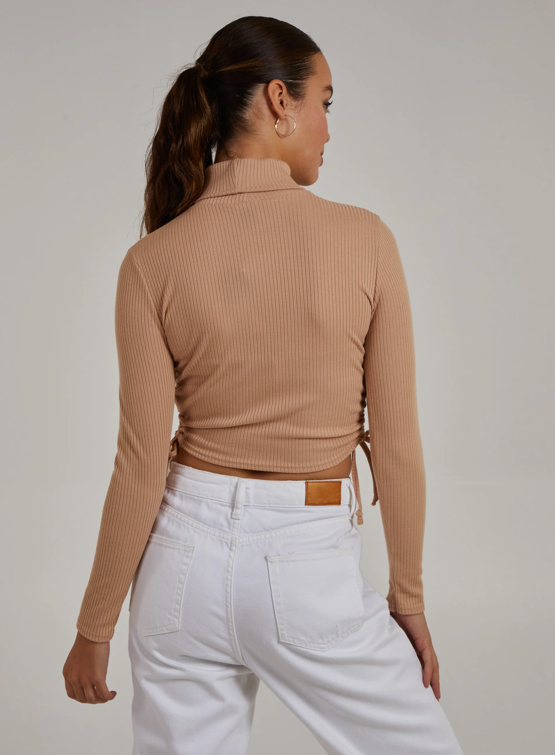 Ruched High Neck Side Top - Image 4