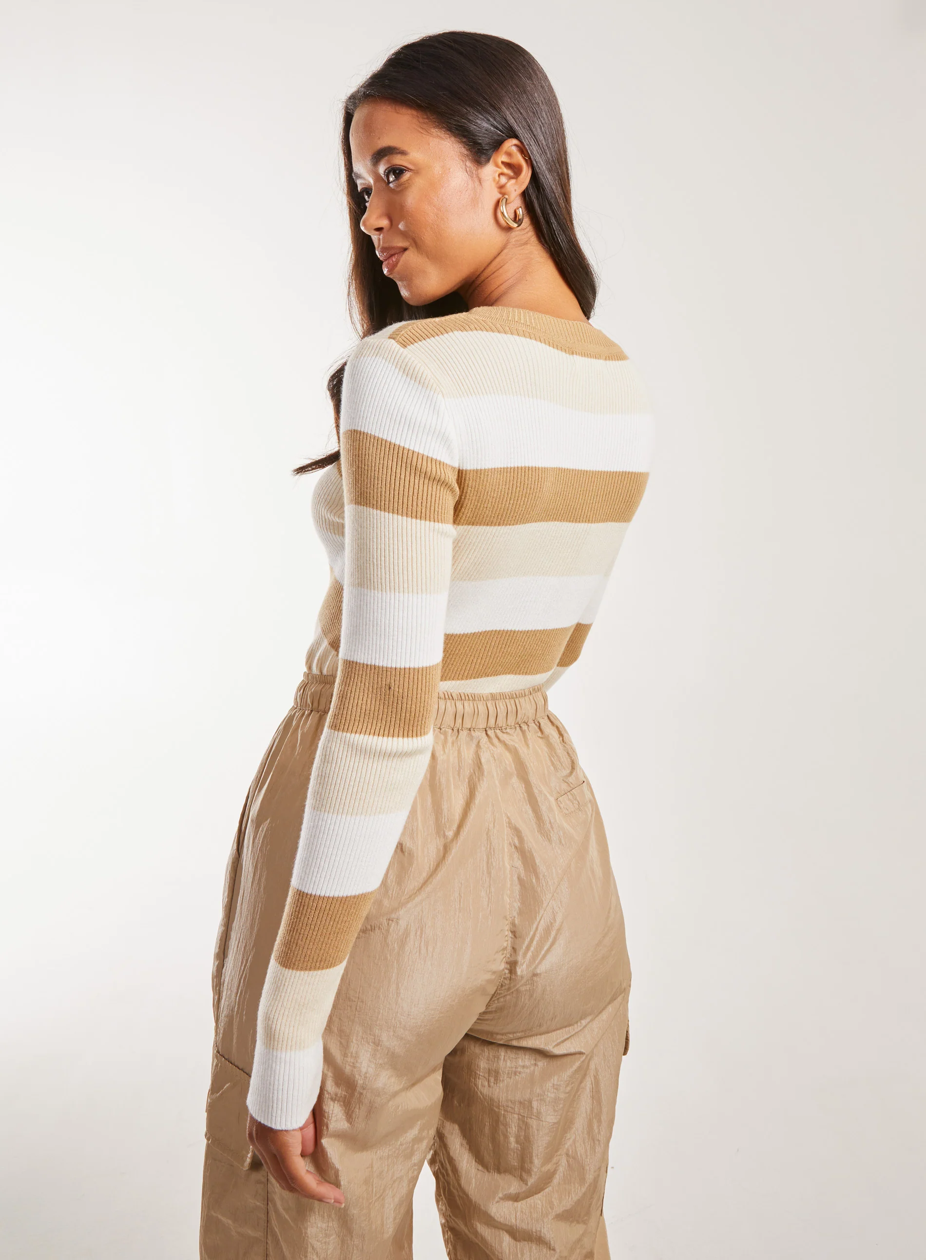 Striped Knitted Long Sleeve Jumper - Image 4