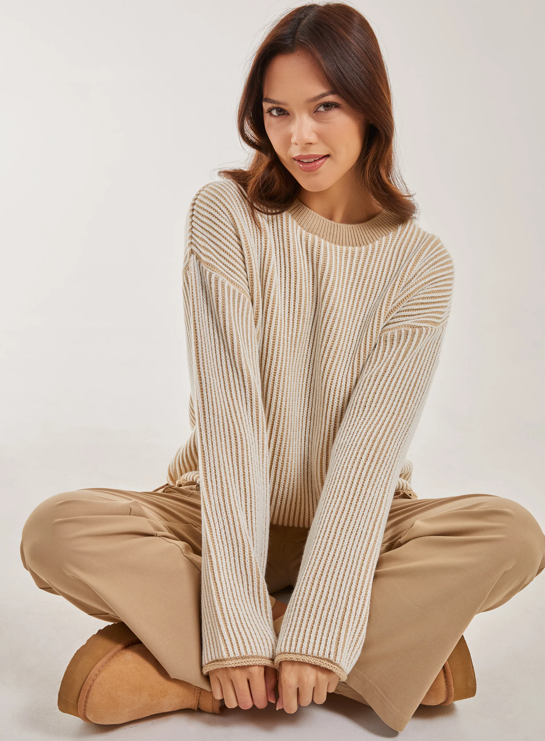 Striped Ribbed Long Sleeve Jumper - Image 3