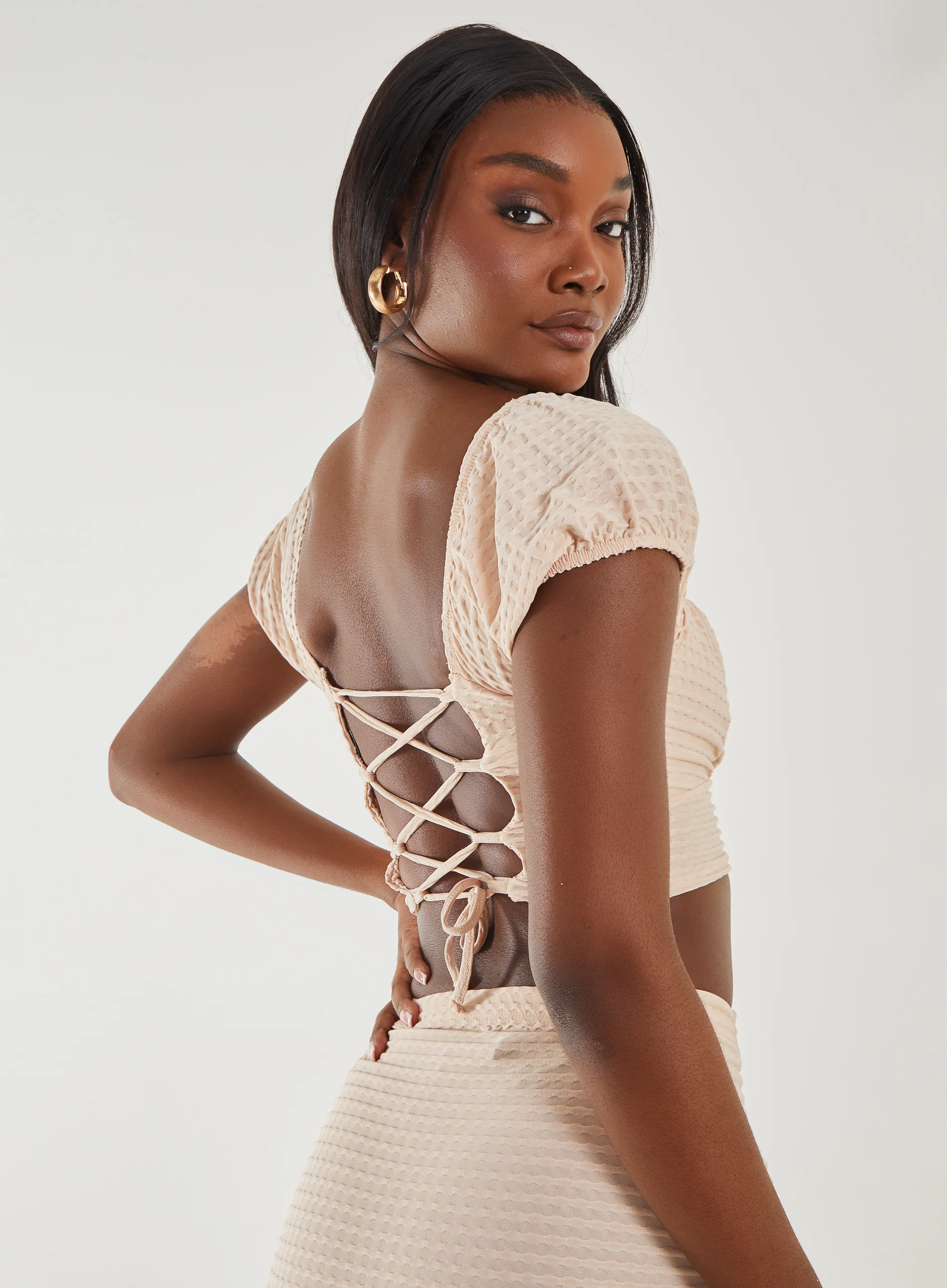 Textured Jersey Puff Sleeve Top - Image 4