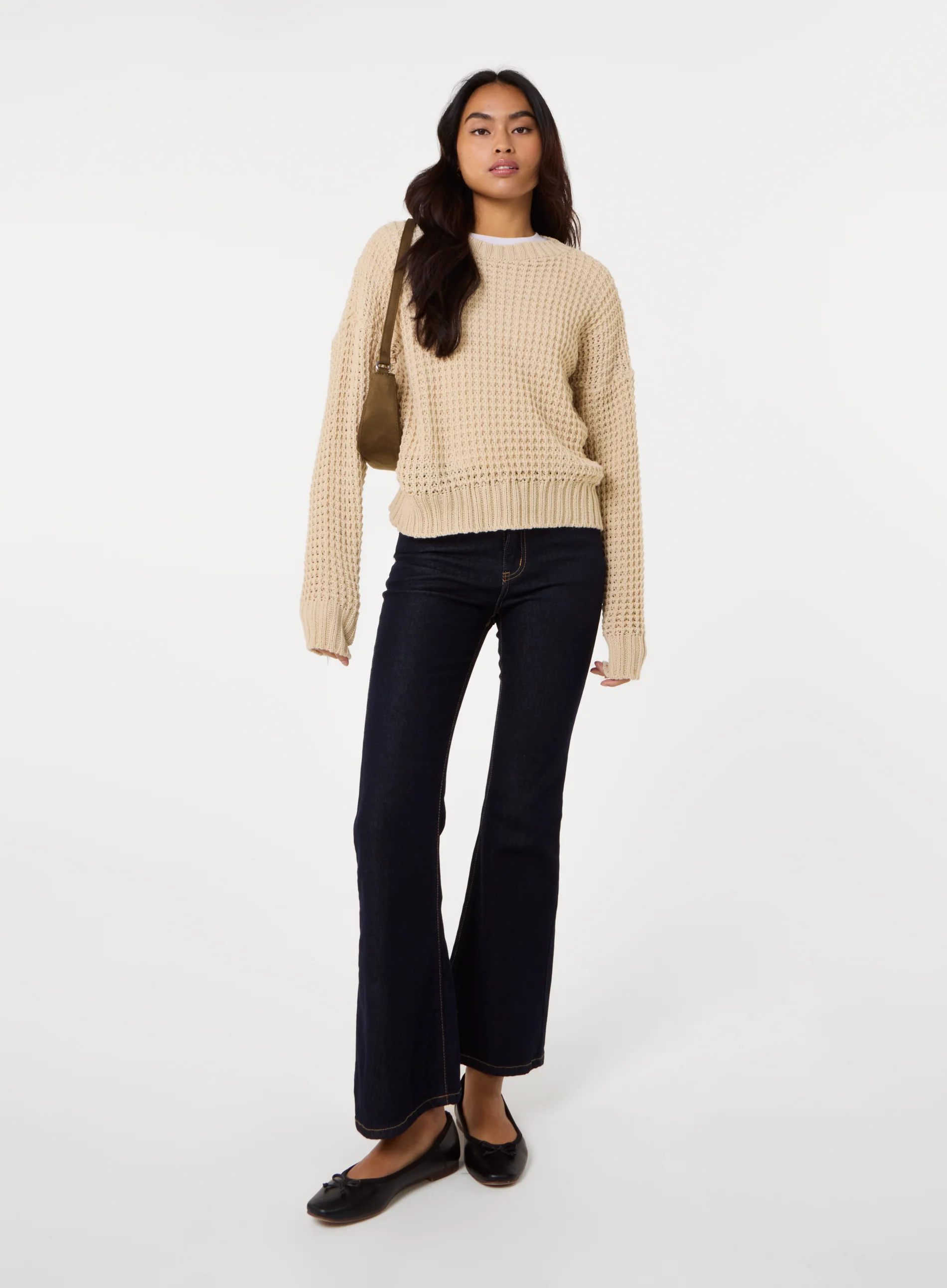 Waffle Knit Crop Jumper - Image 2