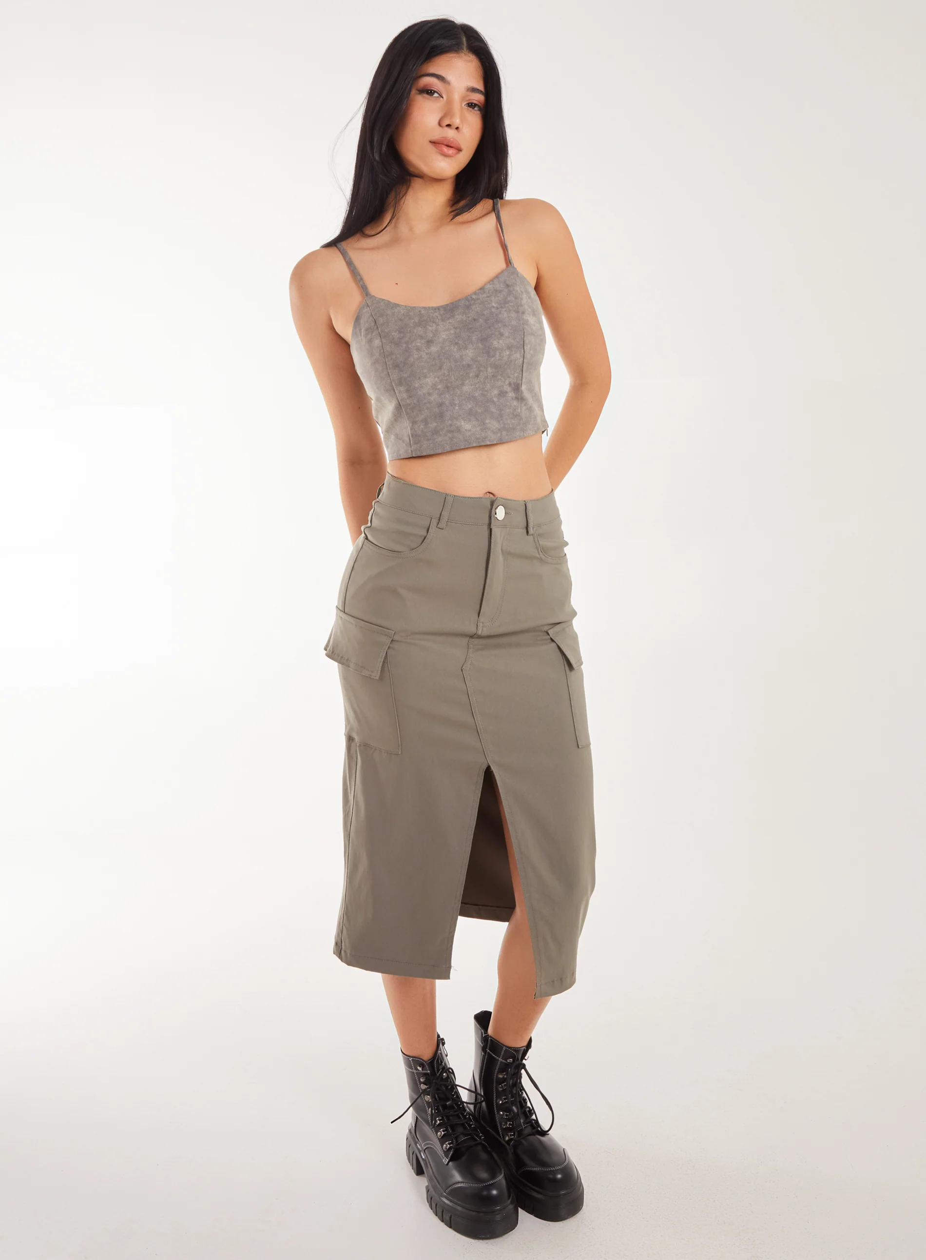 Stone Washed Stretch Crop Top - Image 3