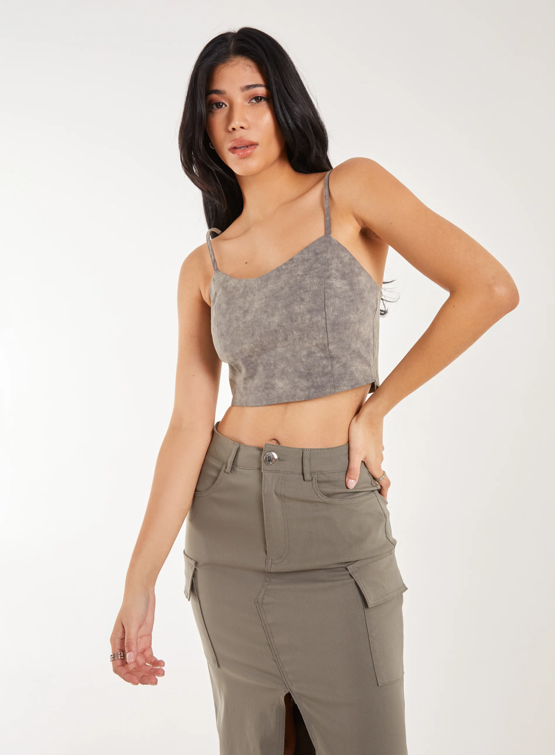 Stone Washed Stretch Crop Top - Image 4