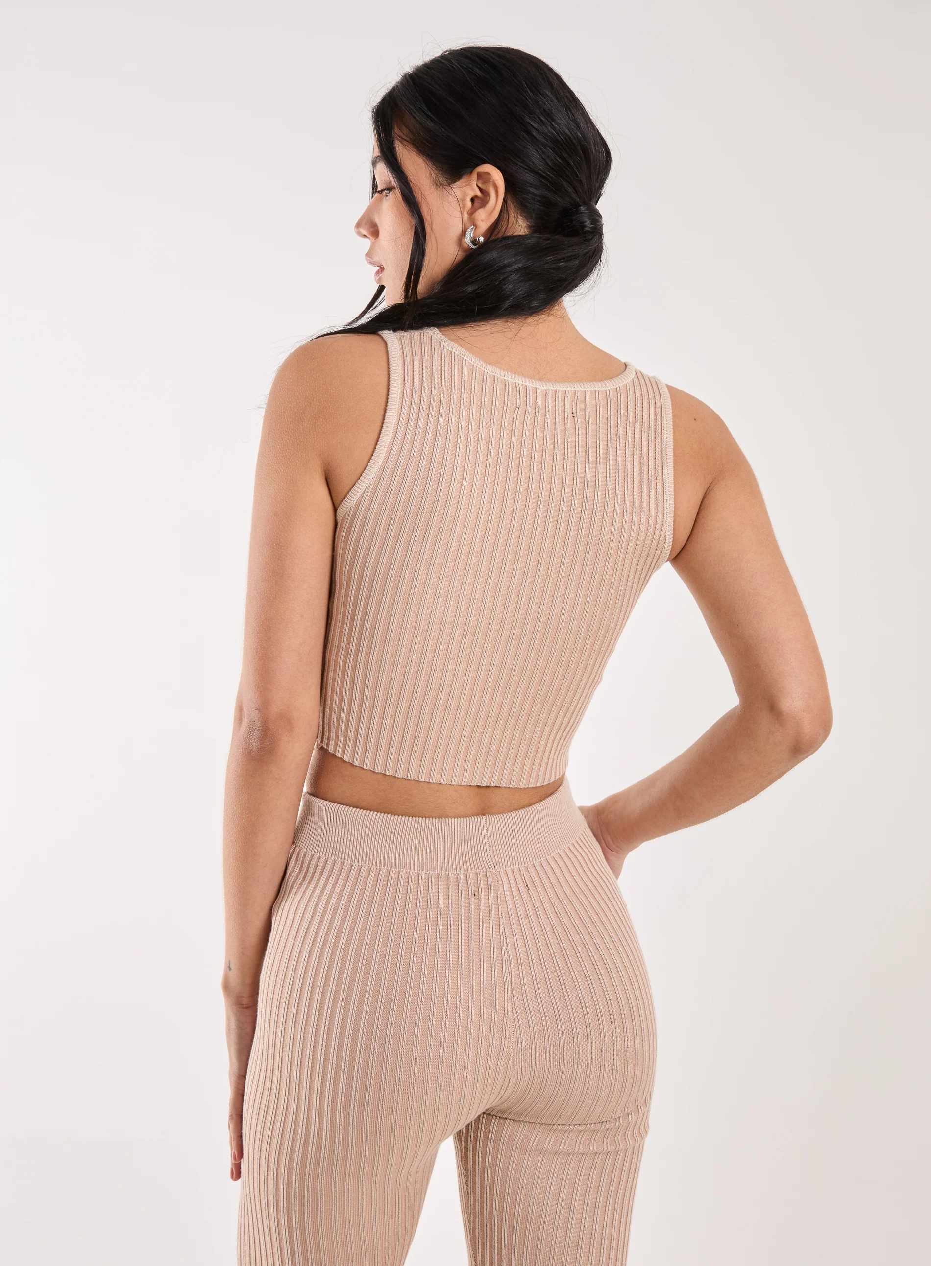 Two Tone Rib Corset Detail Top - Image 5