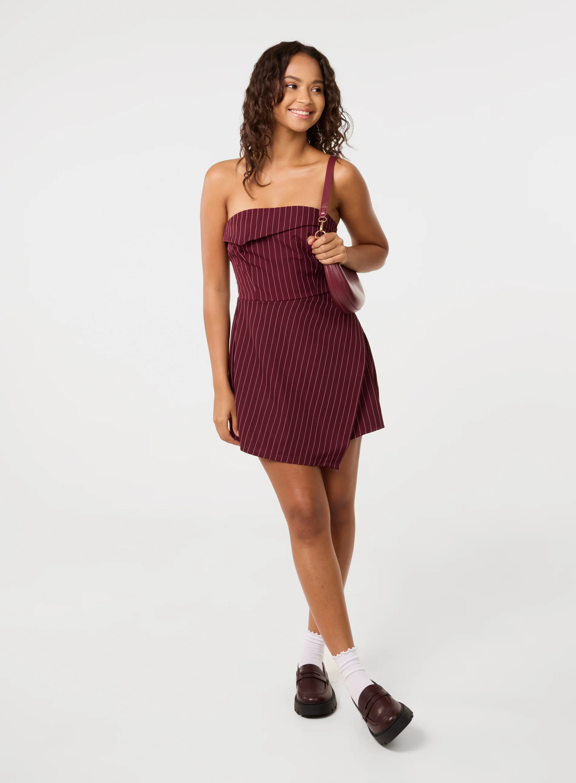 Pinstripe Bandeau Skort Dress - Image 3