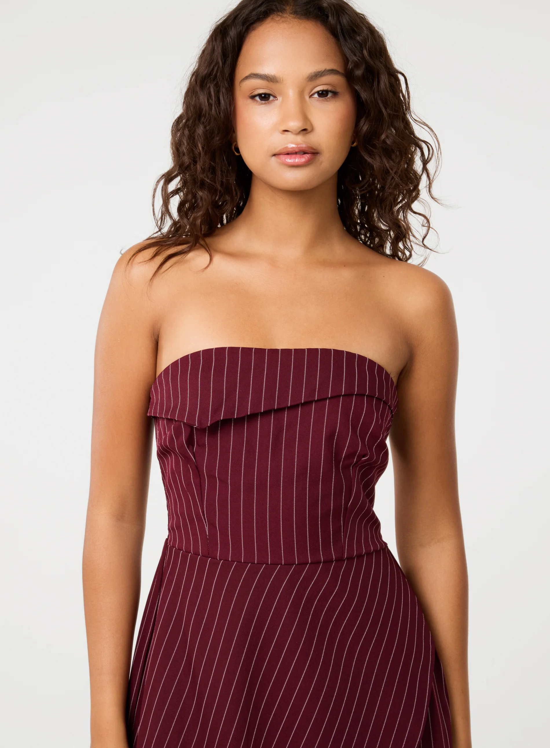 Pinstripe Bandeau Skort Dress - Image 4