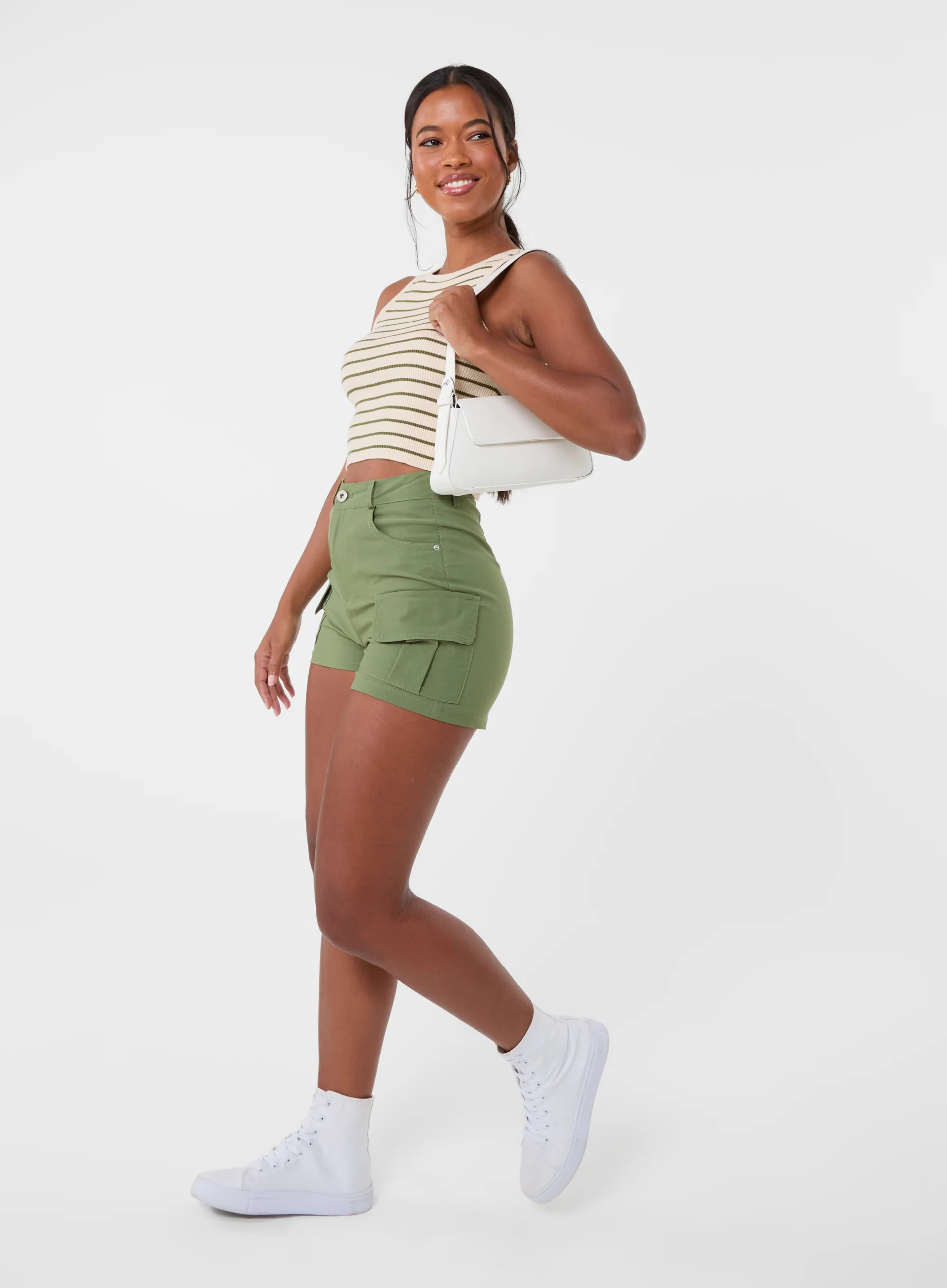 Stripe Crop Vest Top - Image 2