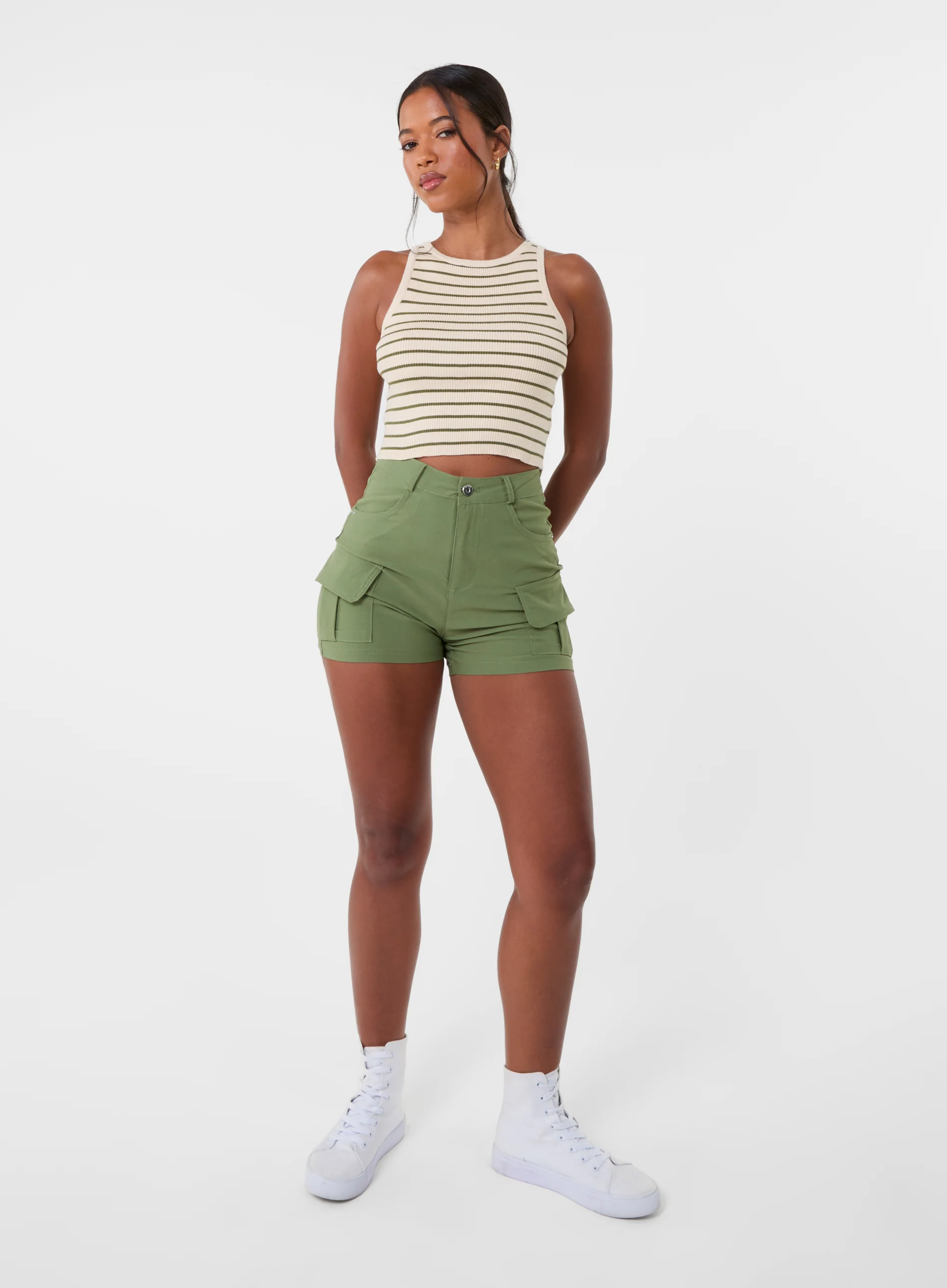 Stripe Crop Vest Top - Image 4