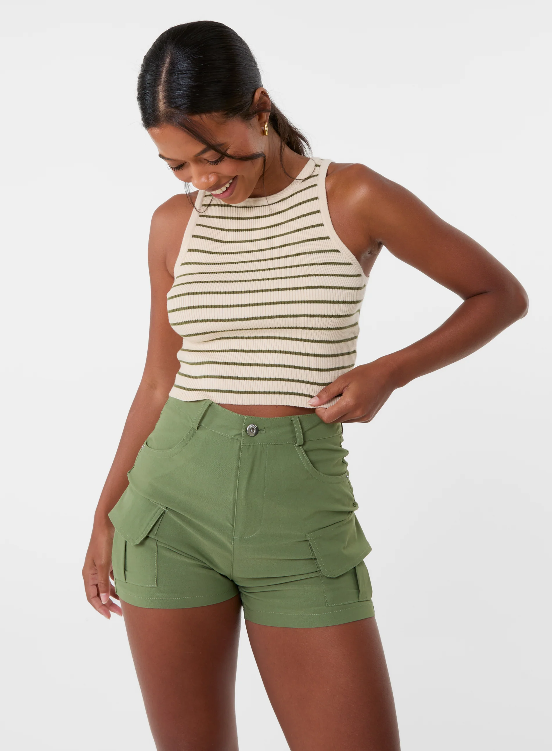 Stripe Crop Vest Top - Image 5