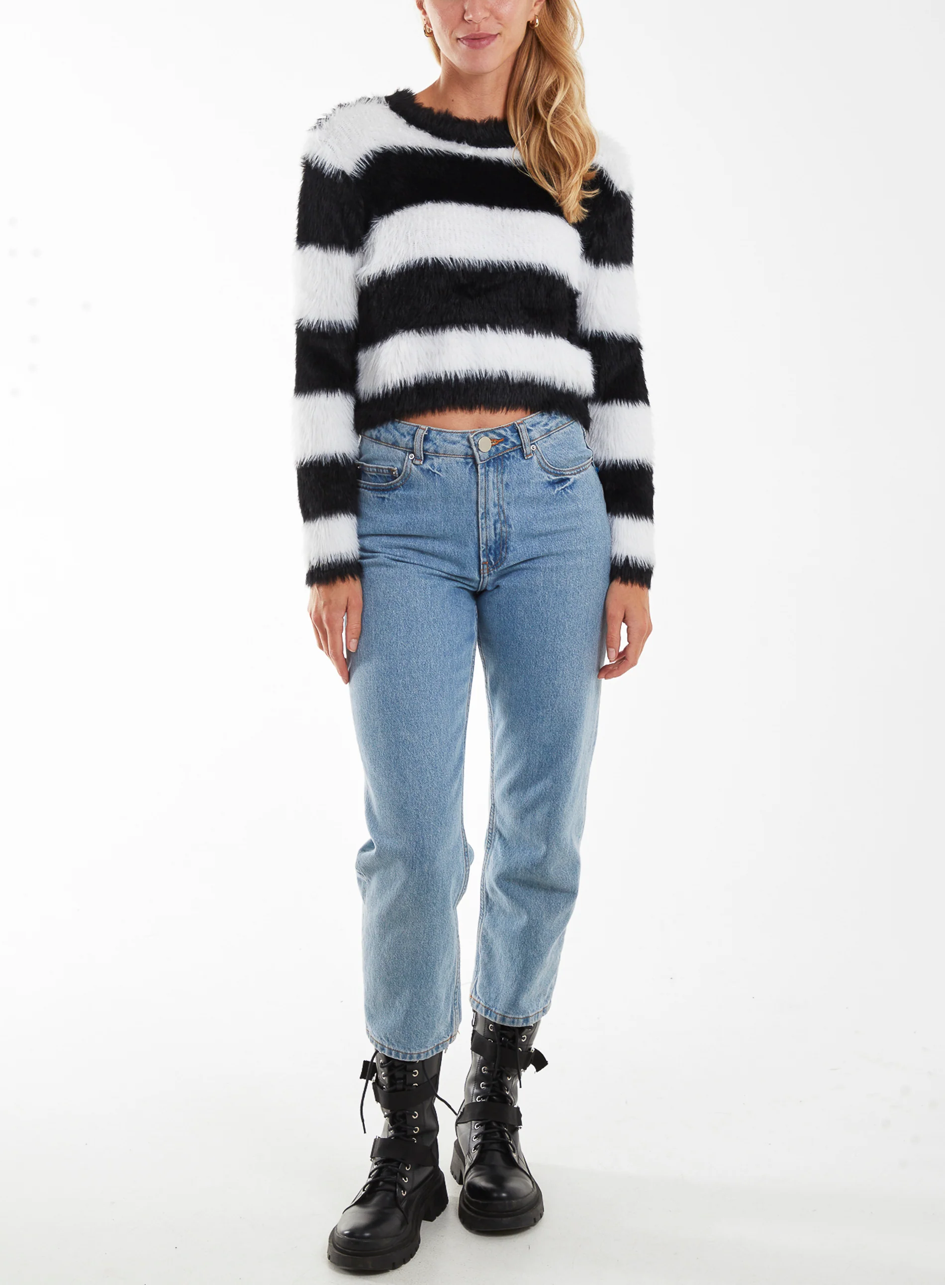 Striped Fluffy Knit Jumper - Image 2