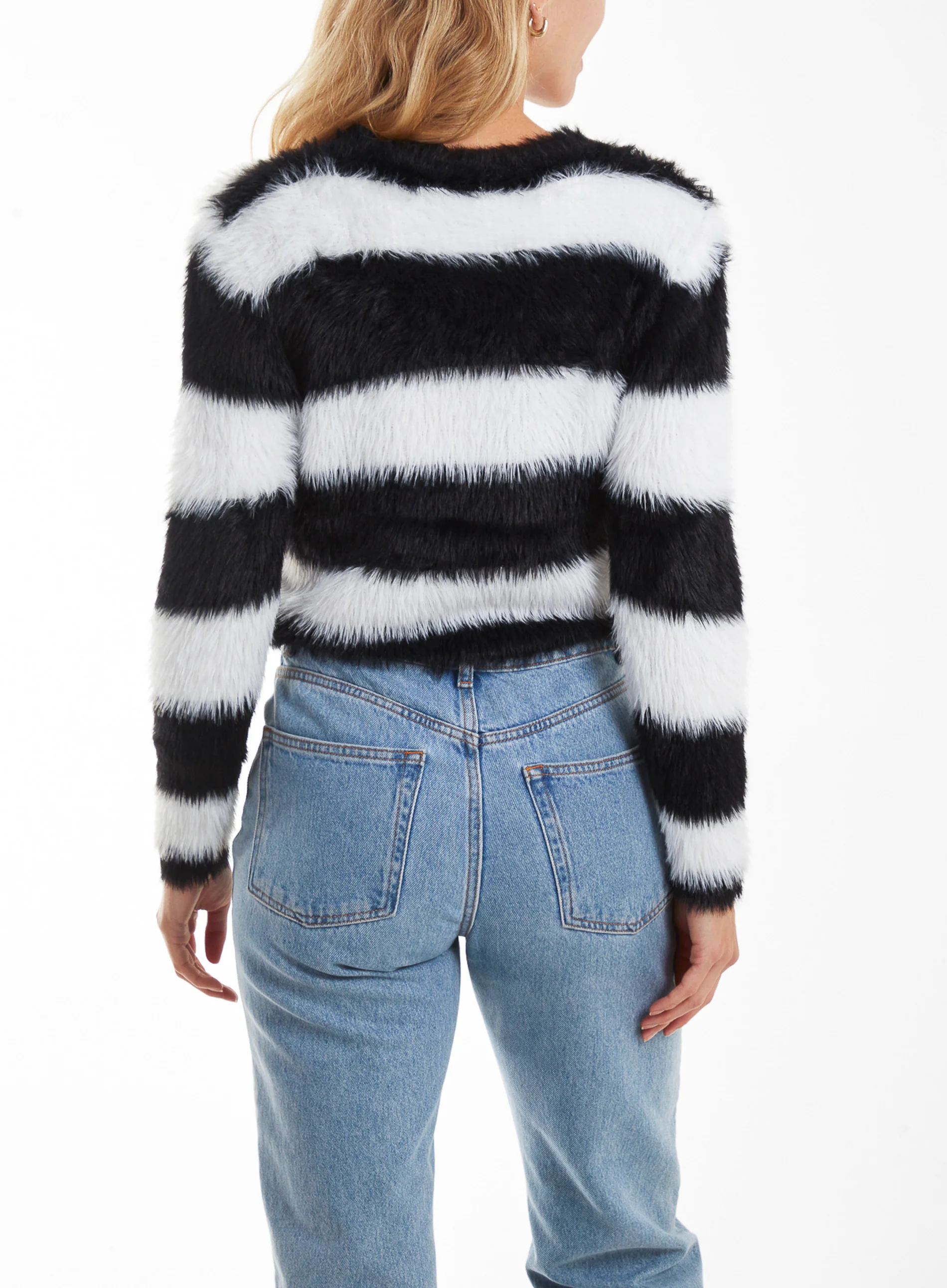 Striped Fluffy Knit Jumper - Image 4