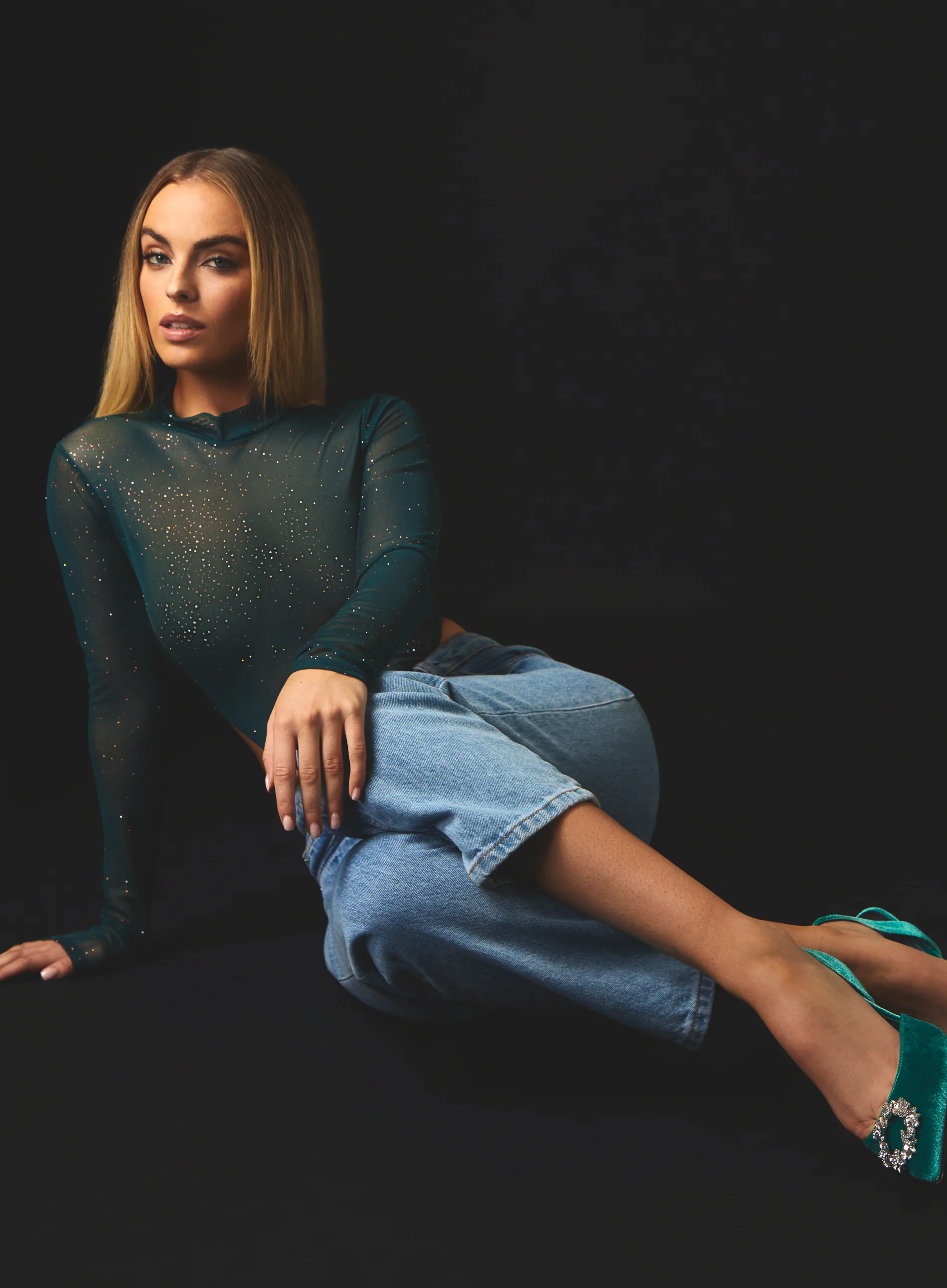 Glitter Long Sleeve Mesh Bodysuit - Image 5