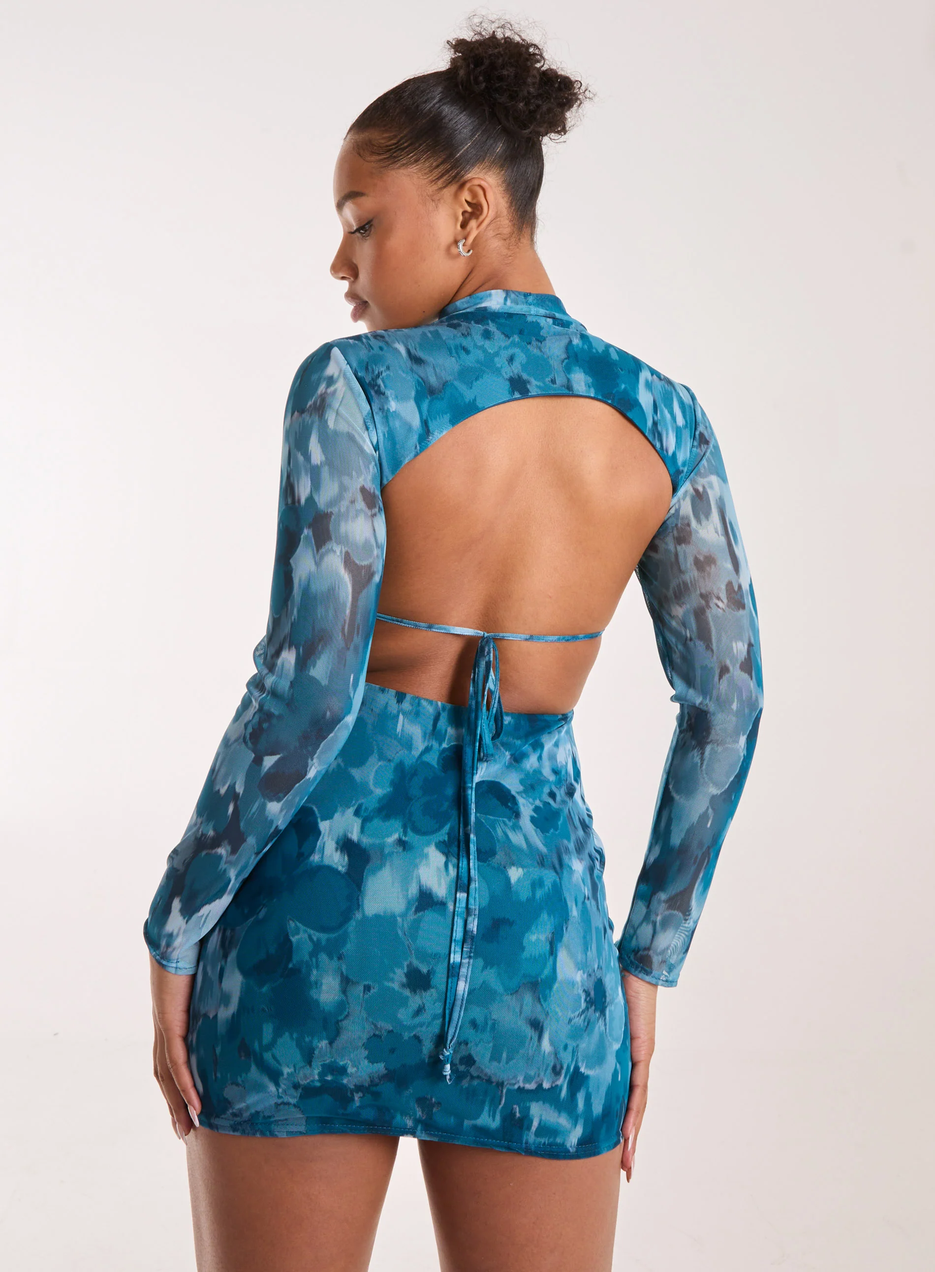Graphic Floral High Neck Dress - Image 2