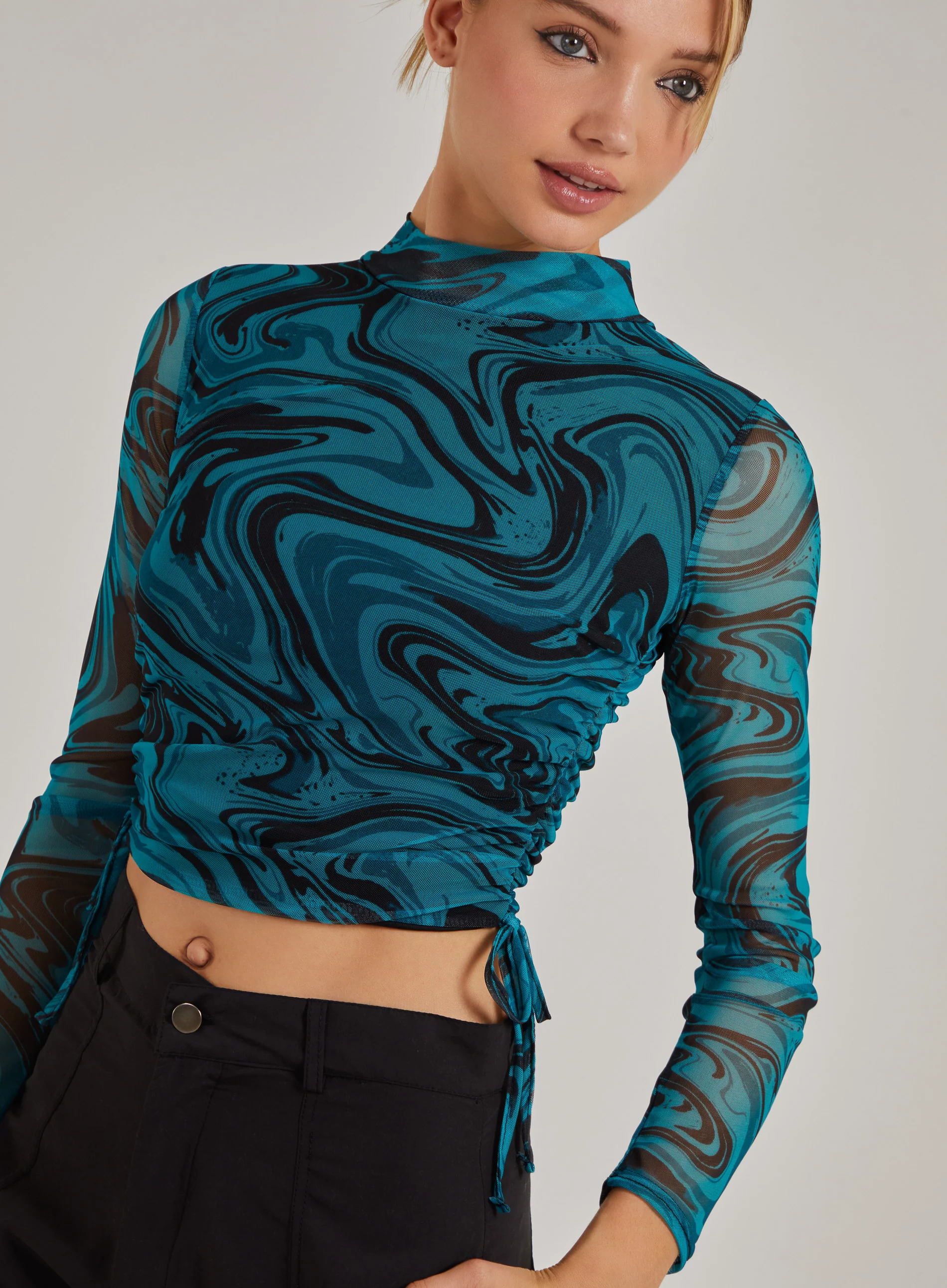 Marble Print Long Sleeve Top - Image 3
