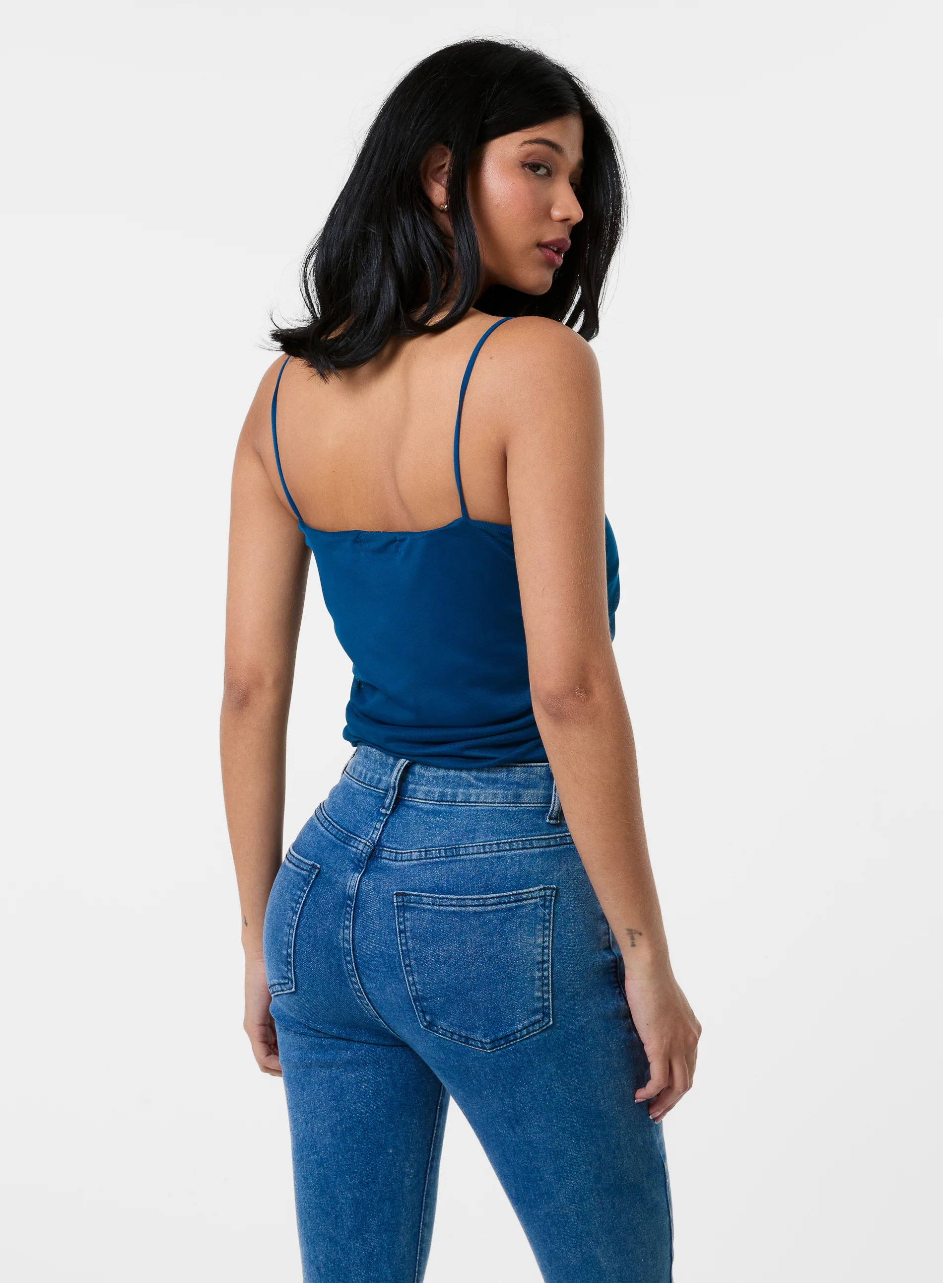 Ruched Mesh Strappy Bodysuit - Image 4