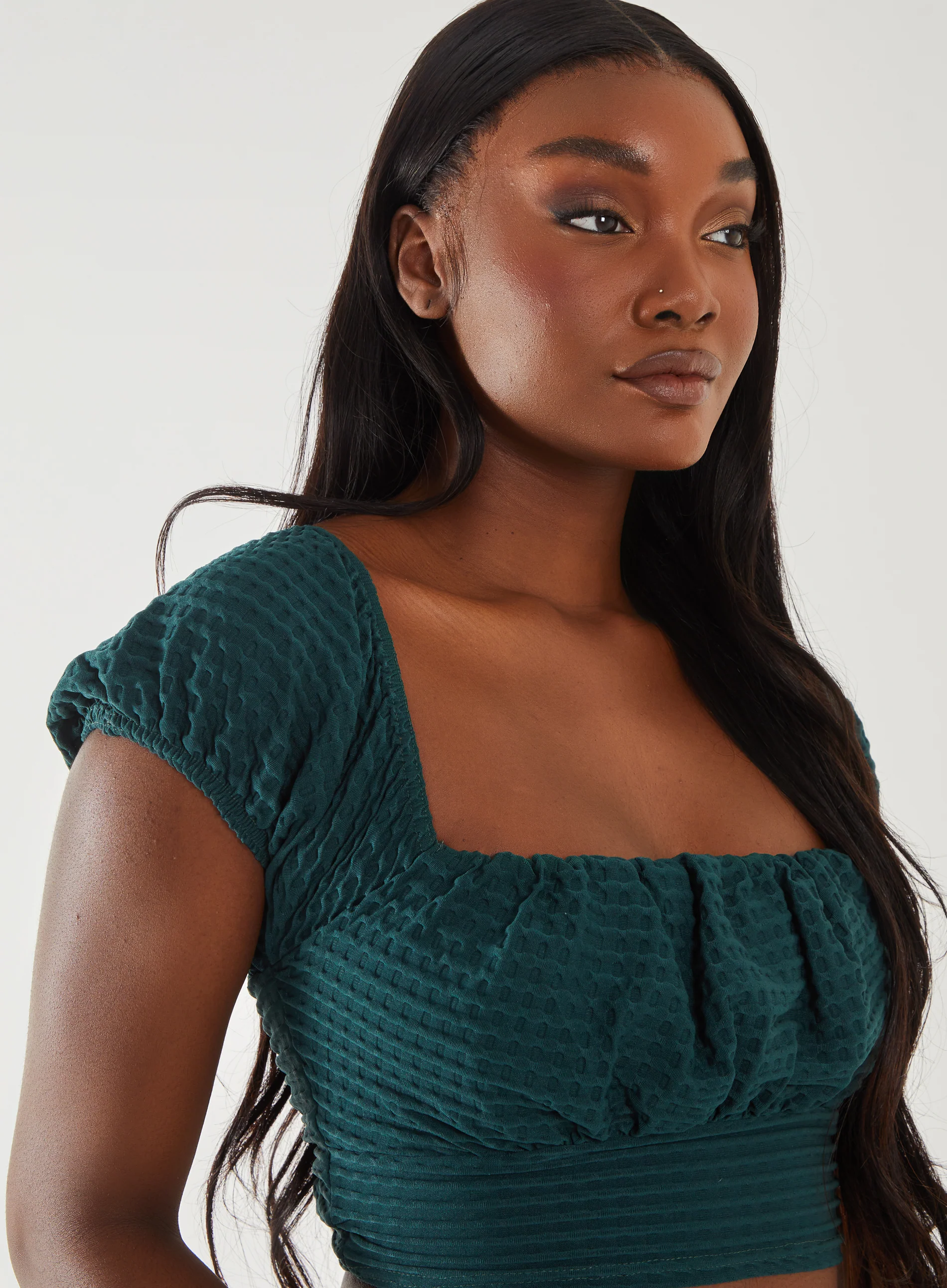 Textured Jersey Puff Sleeve Top - Image 3
