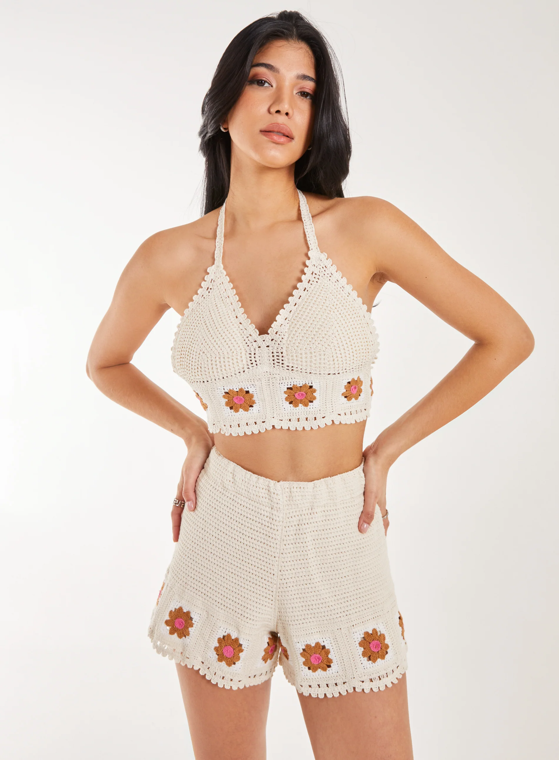 Tie Flower Detail Crochet Bralette - Image 2