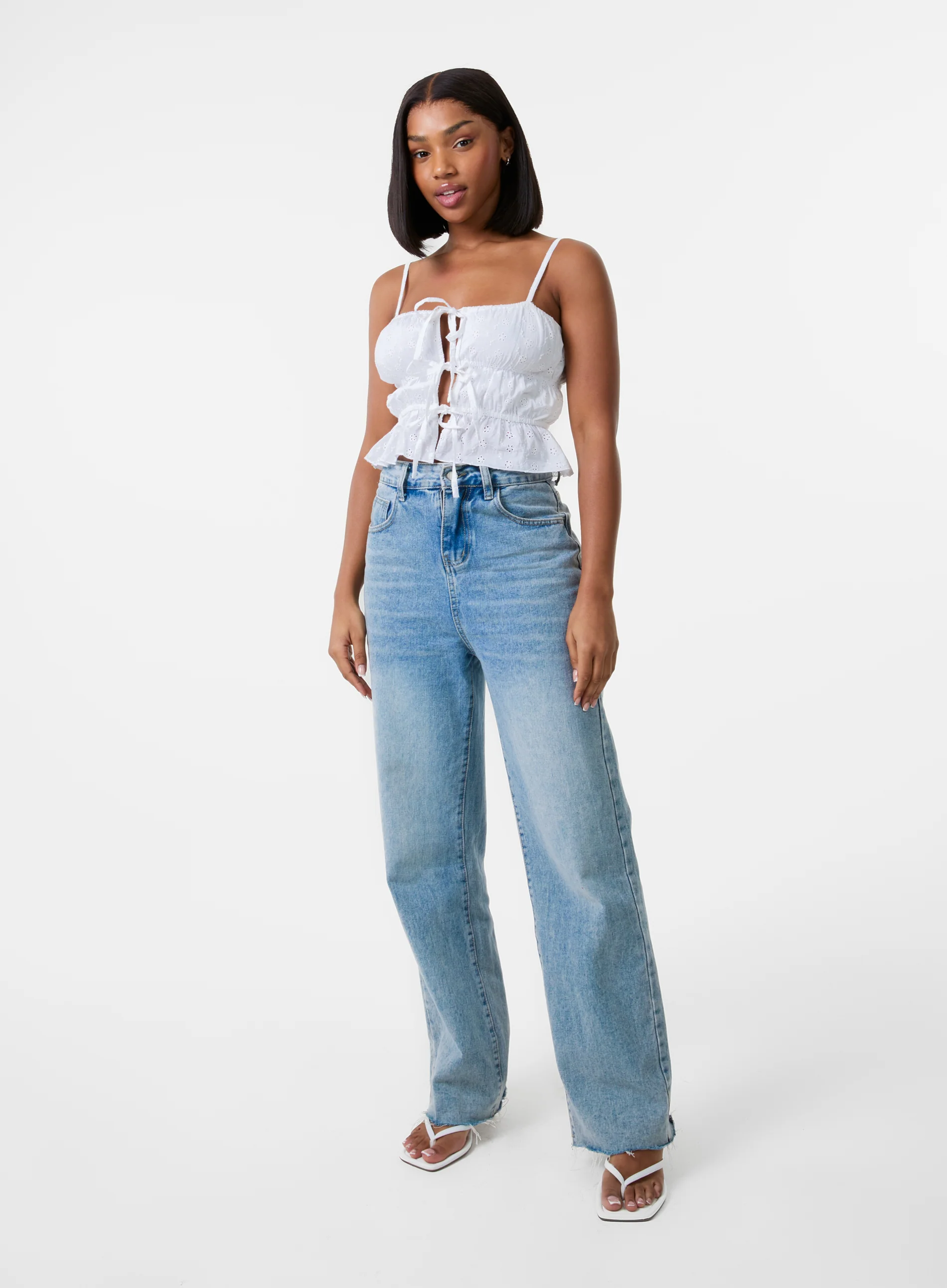Tie Front Broderie Cami Top - Image 3