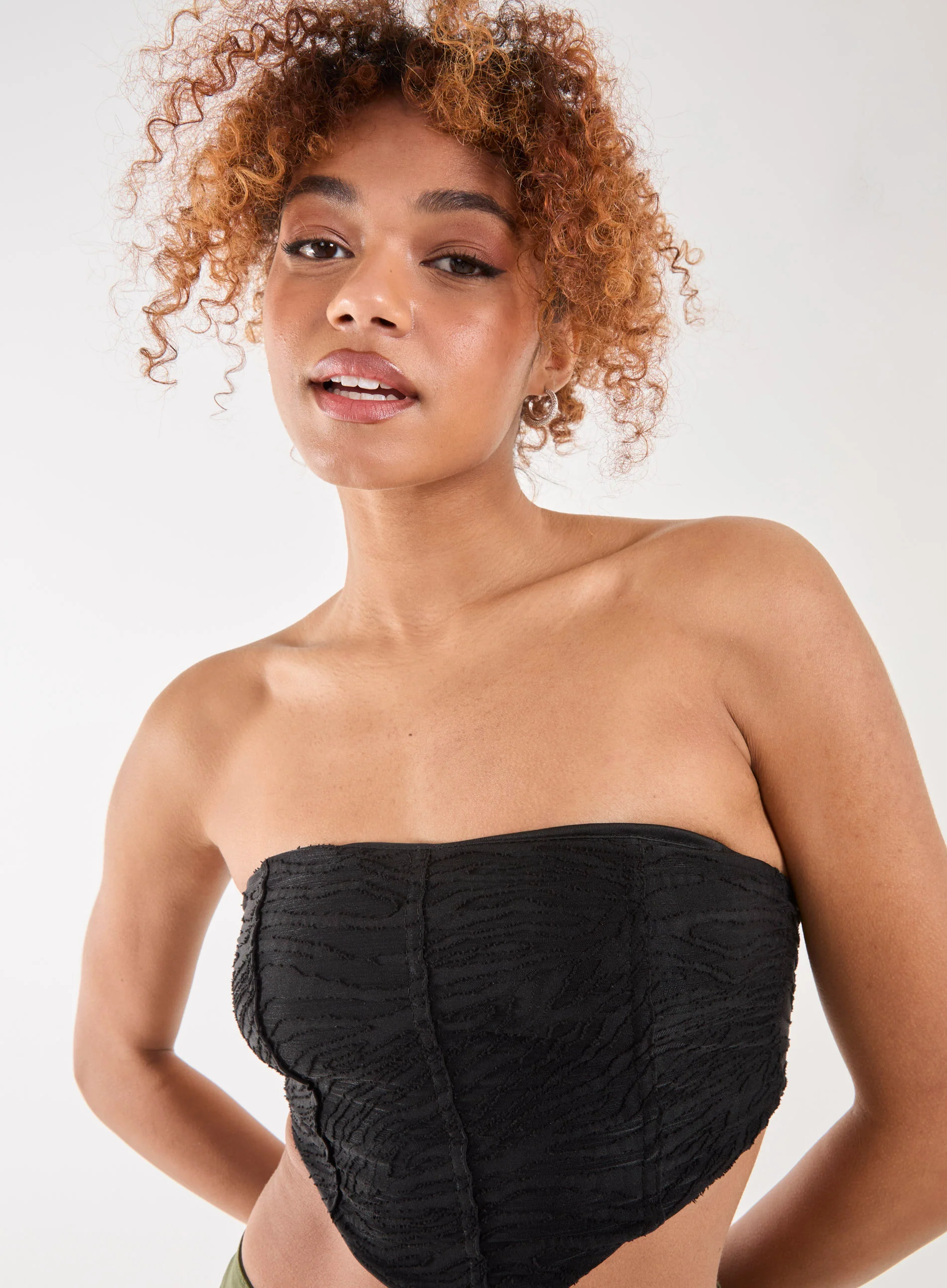 Tiger Print Textured Corset Top - Image 3