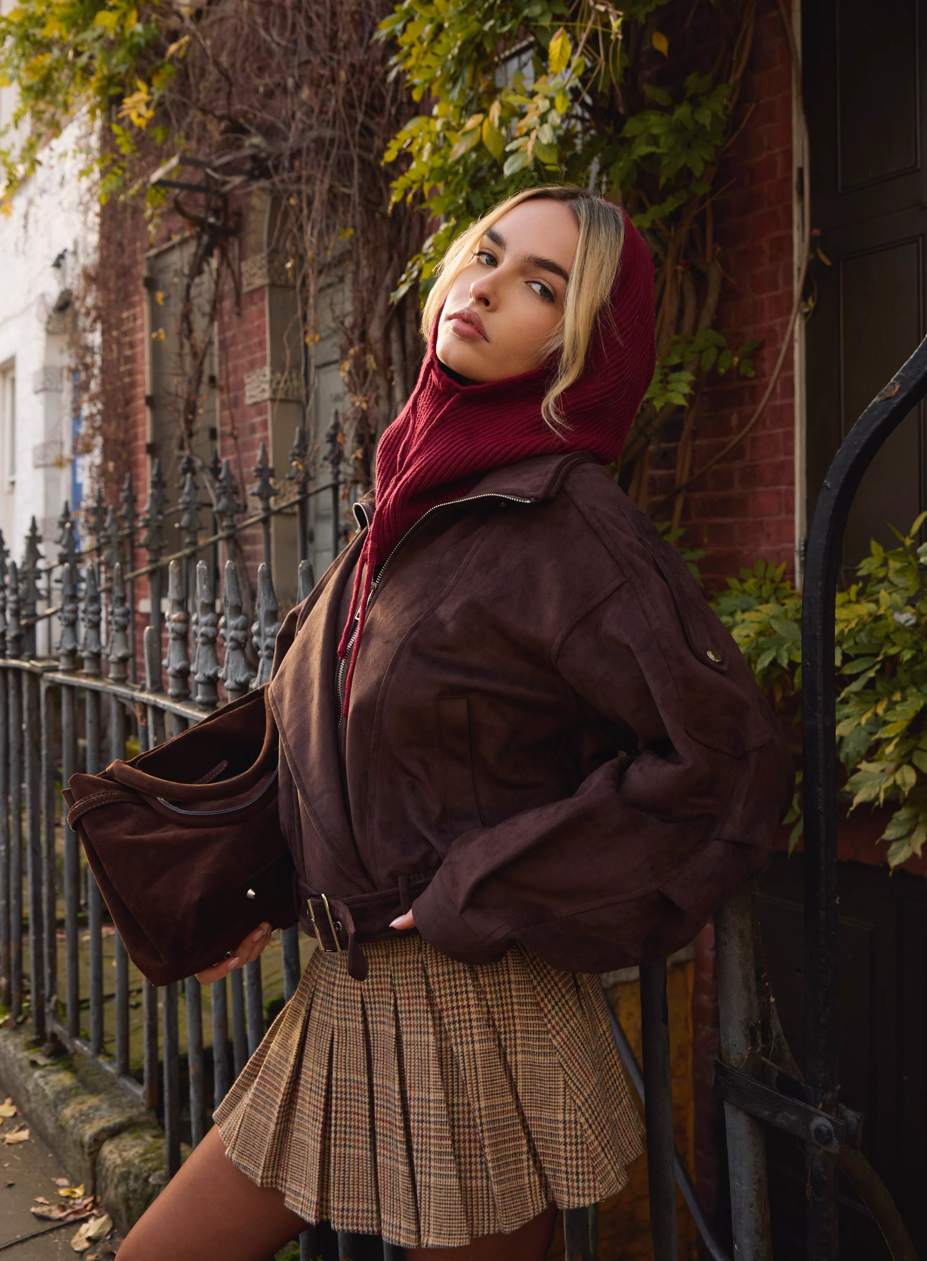 Tweed Pleated Mini Skirt