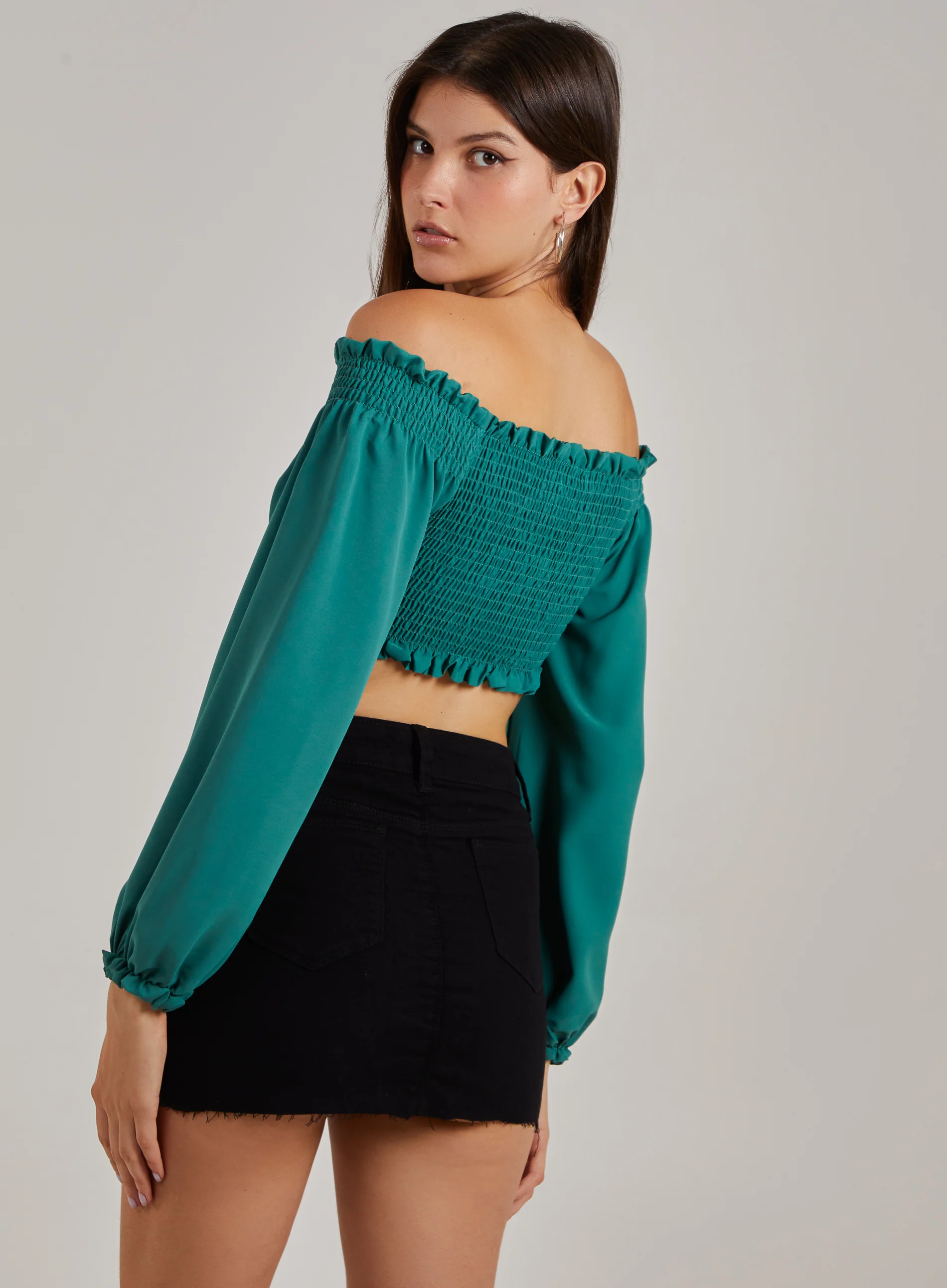 Twist Front Balloon Sleeve Crop Top - Image 5