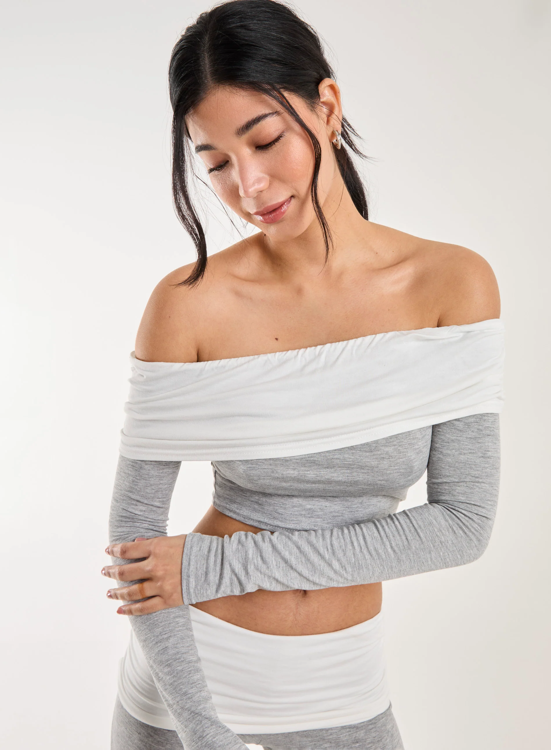 Two Tone Bardot Top - Image 4