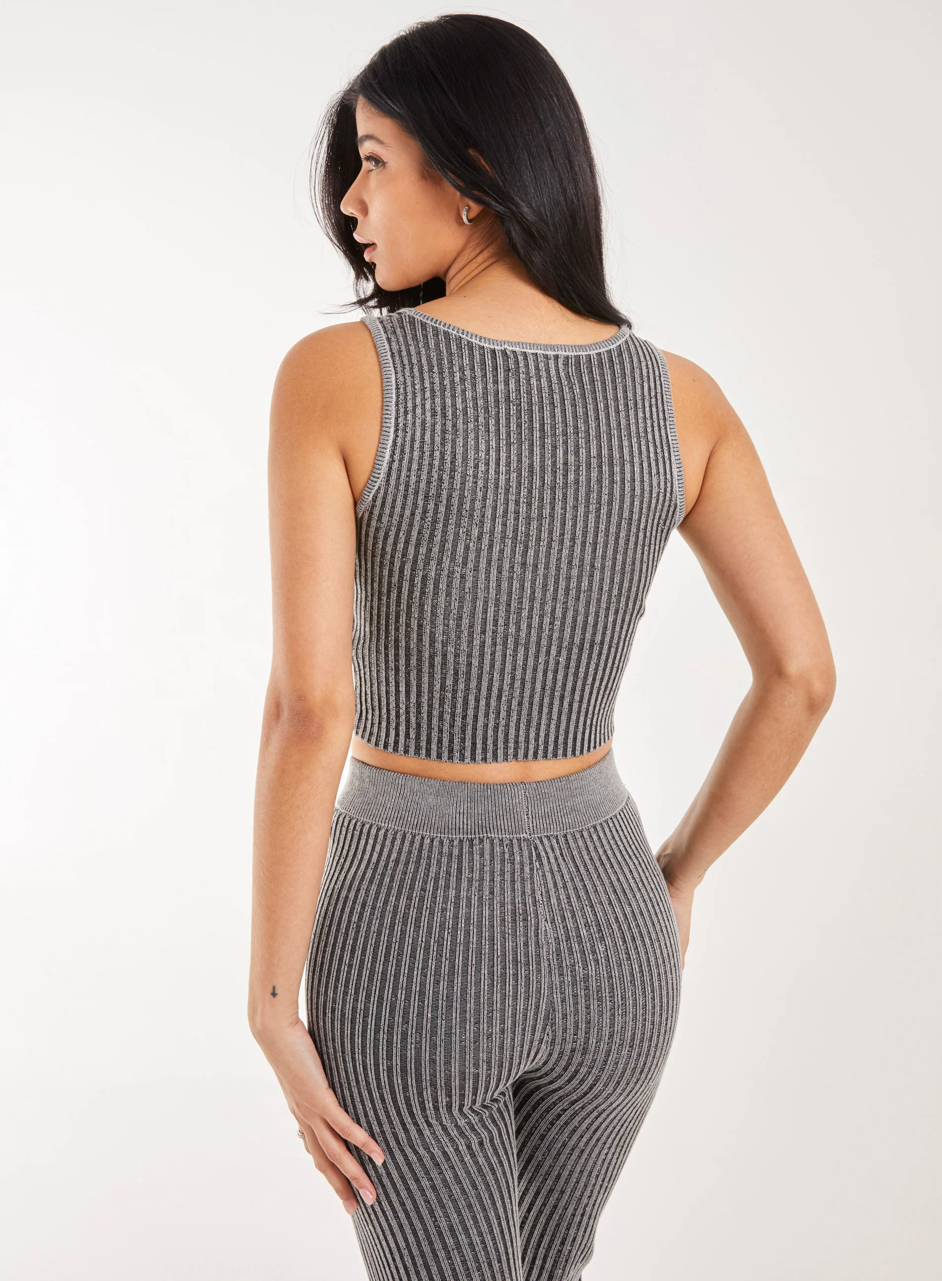 Two Tone Rib Corset Detail Top - Image 4