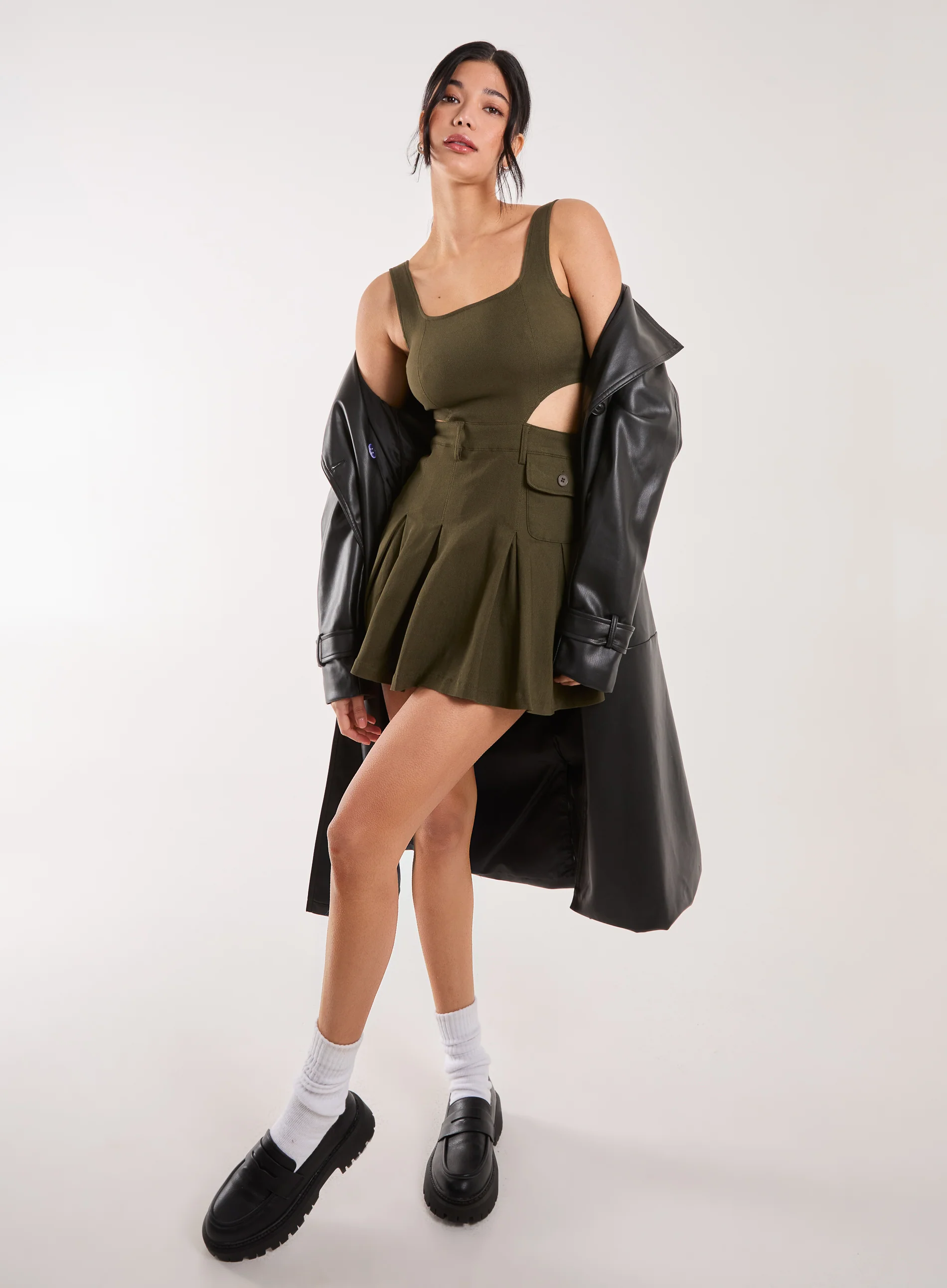 Utility Cut Out Pleated Mini Dress - Image 2