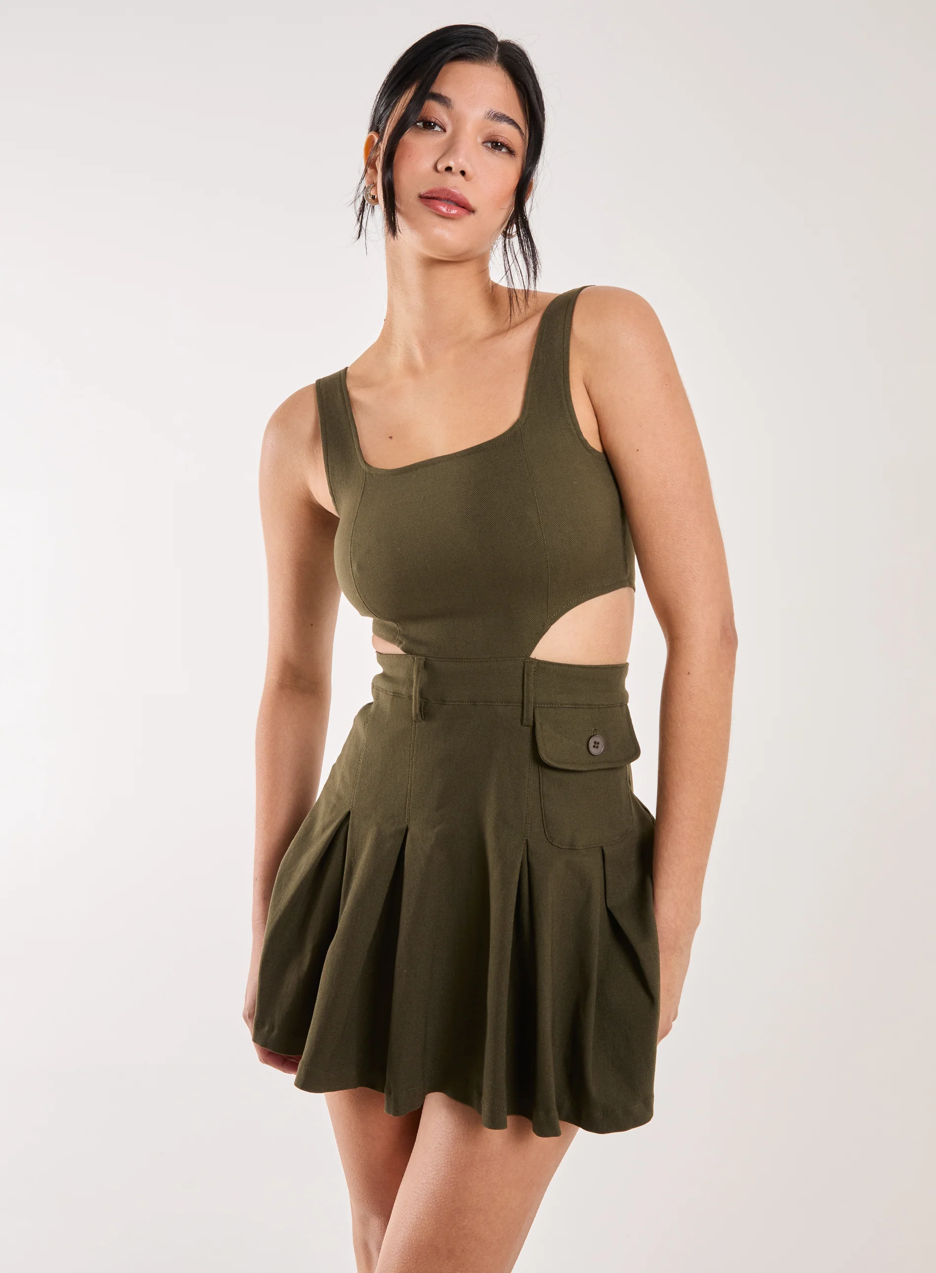 Utility Cut Out Pleated Mini Dress - Image 3