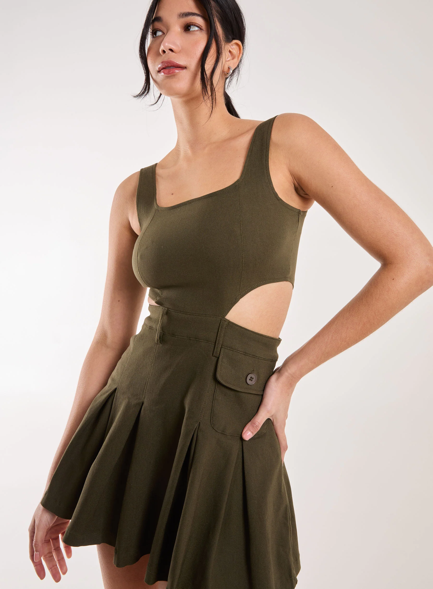 Utility Cut Out Pleated Mini Dress - Image 5