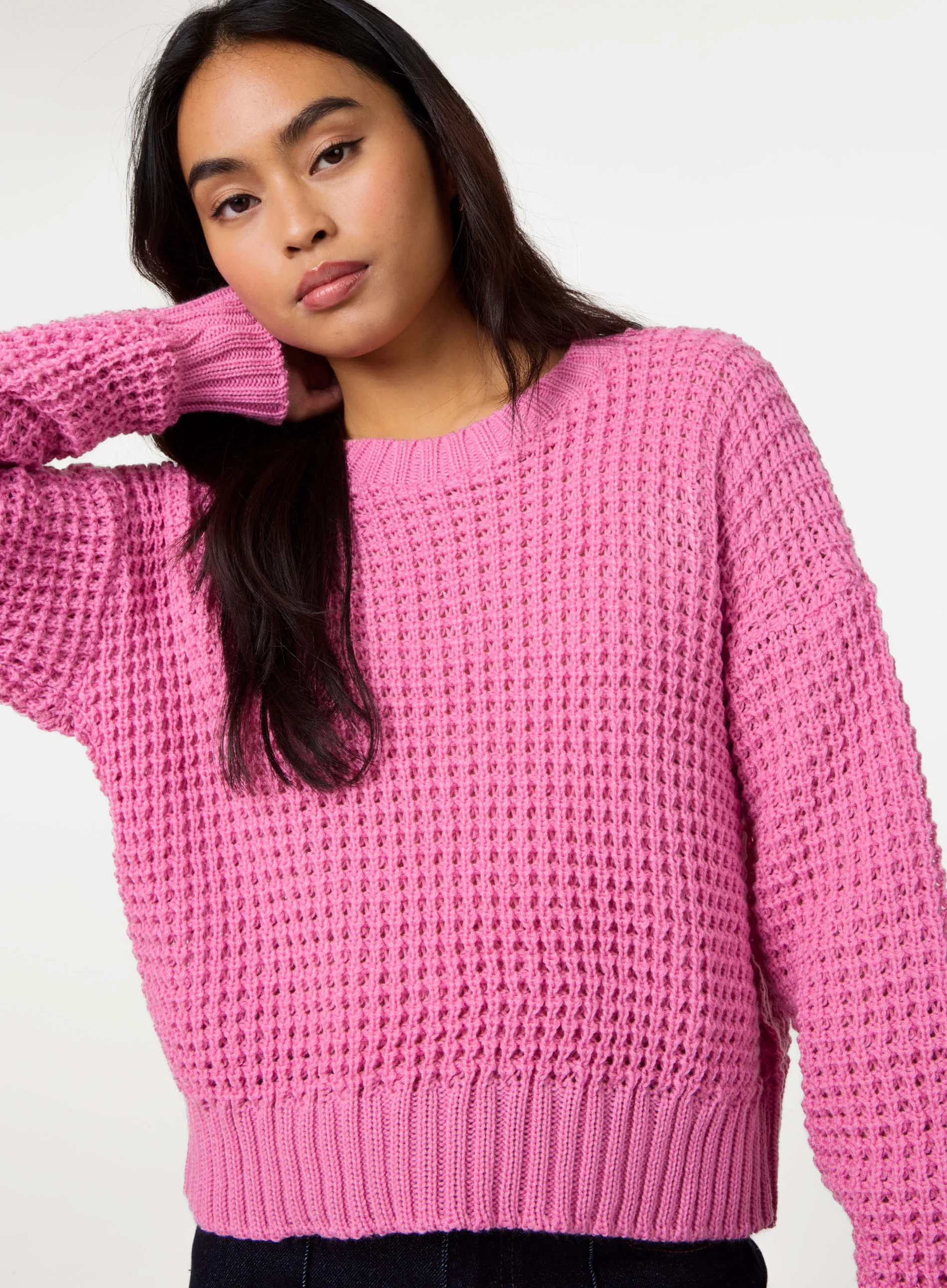 Waffle Knit Crop Jumper - Image 3