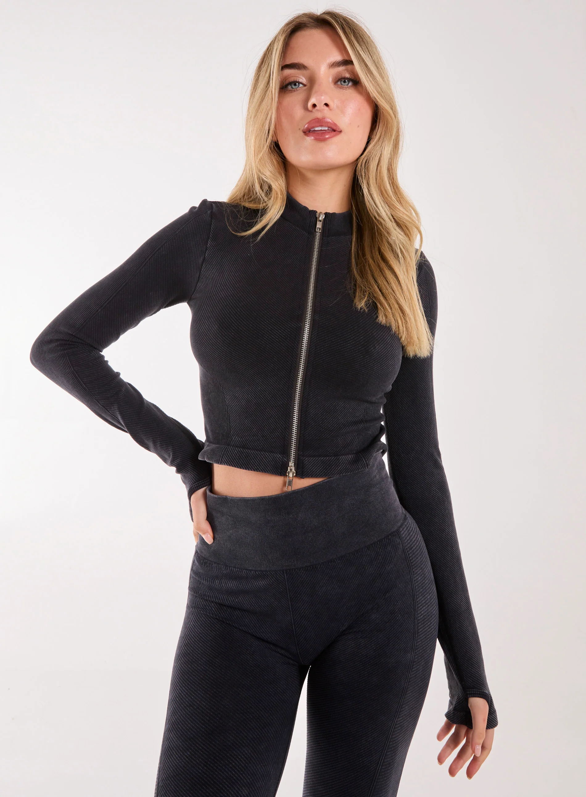 Active Rib Double Zip Top