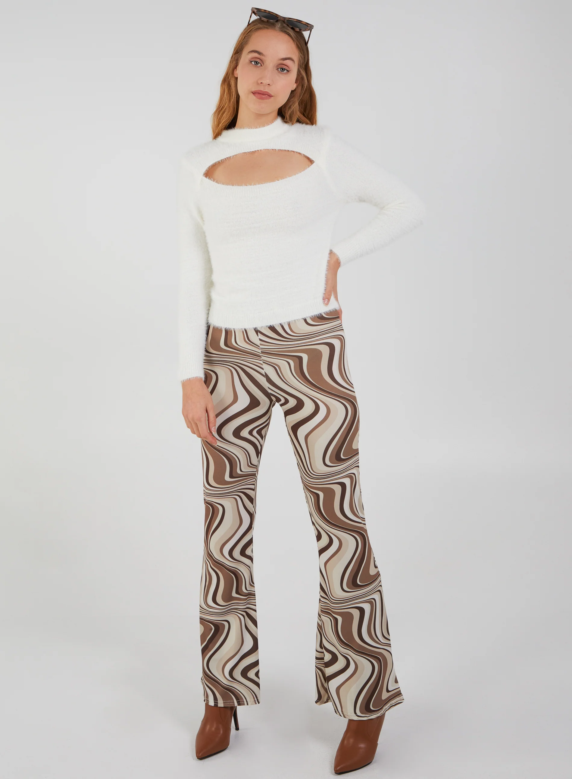 Fluffy Cut Out High Neck Jumper - Image 2