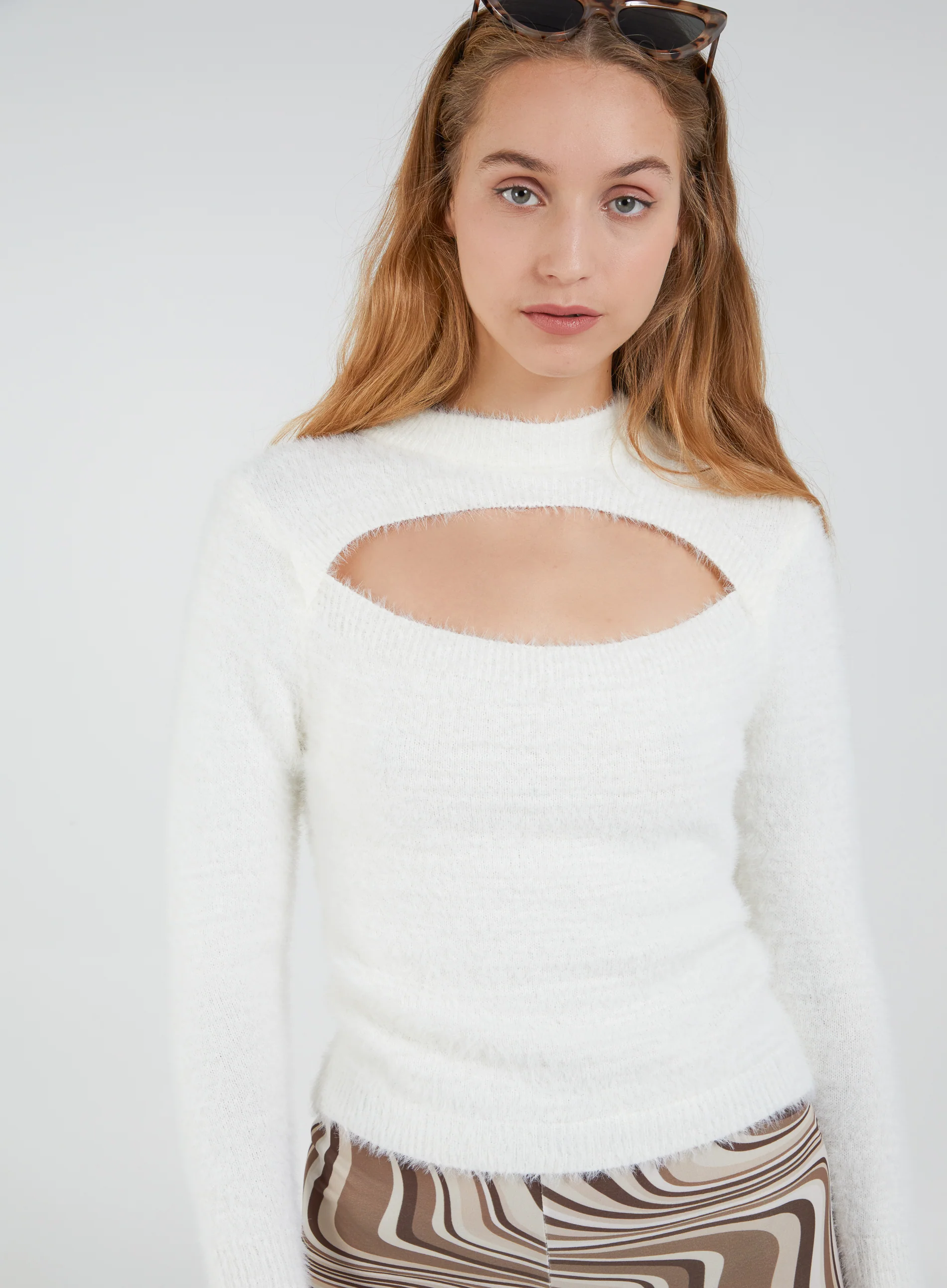 Fluffy Cut Out High Neck Jumper - Image 4