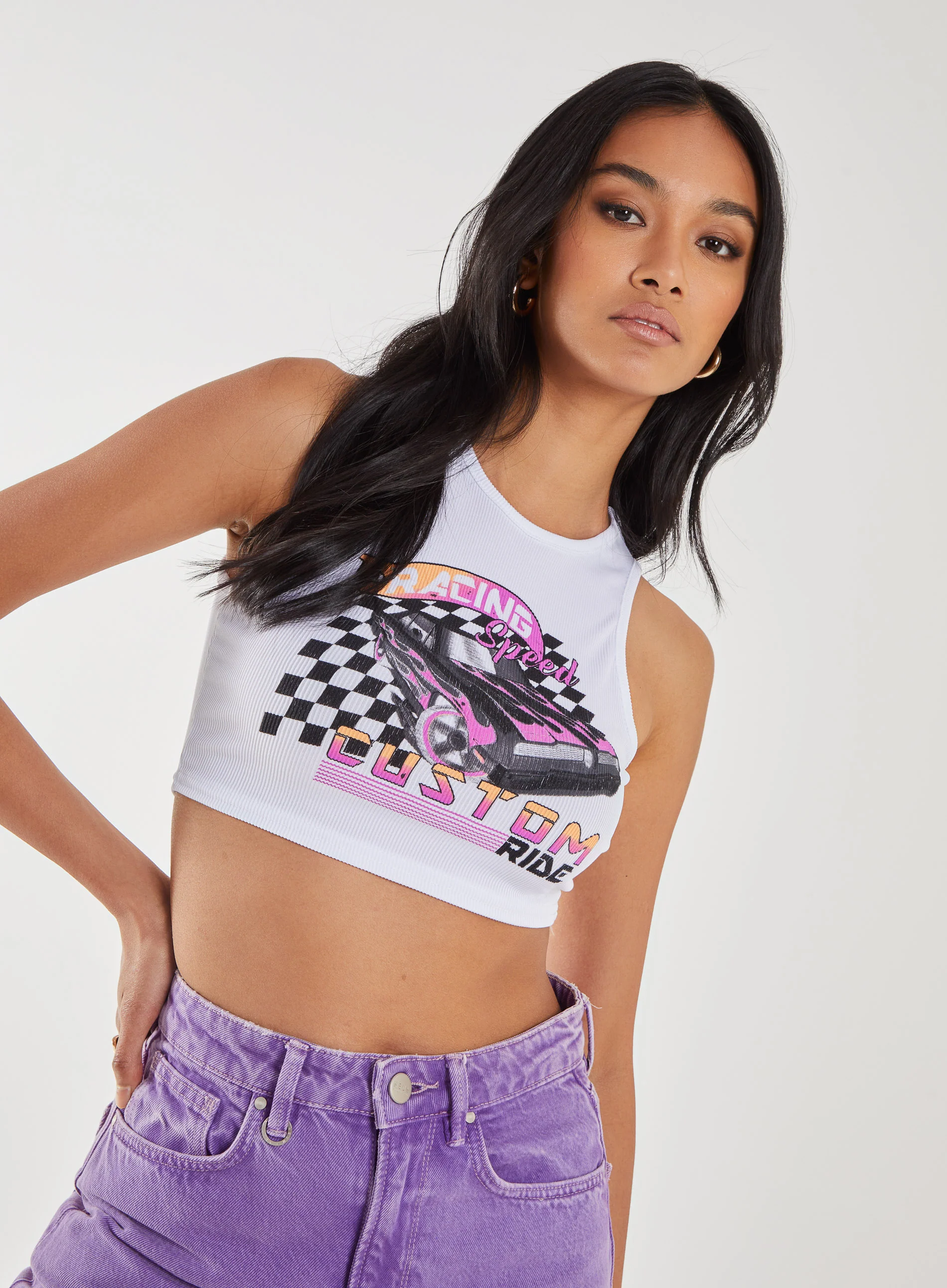 Graphic Printed Cropped Vest - Image 3