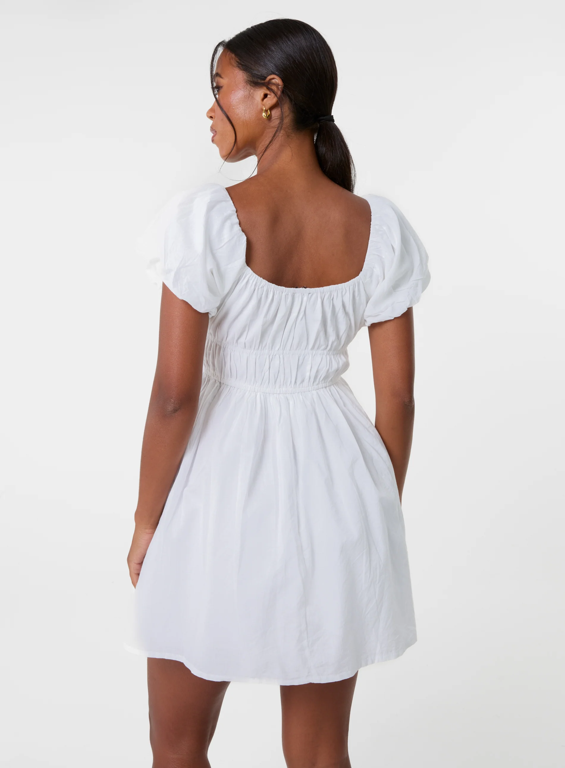 Puff Sleeve Mini Dress with Shorts - Image 5