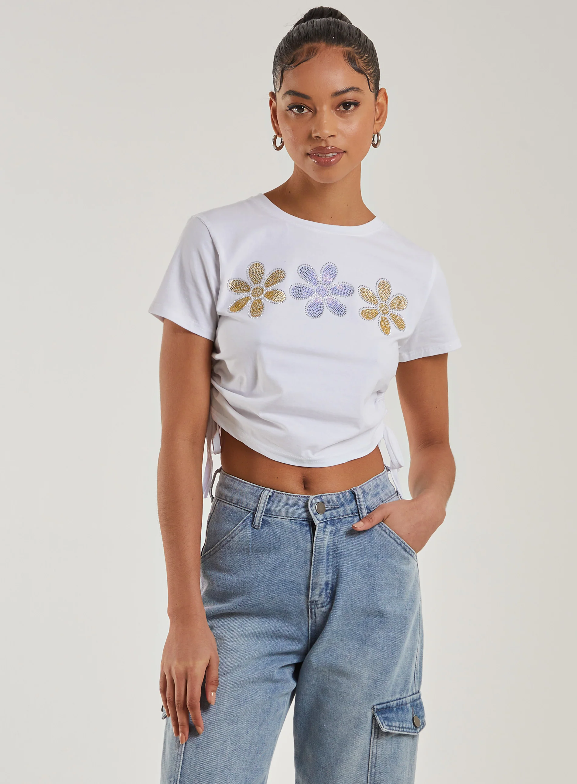Tie Diamante Flower Top