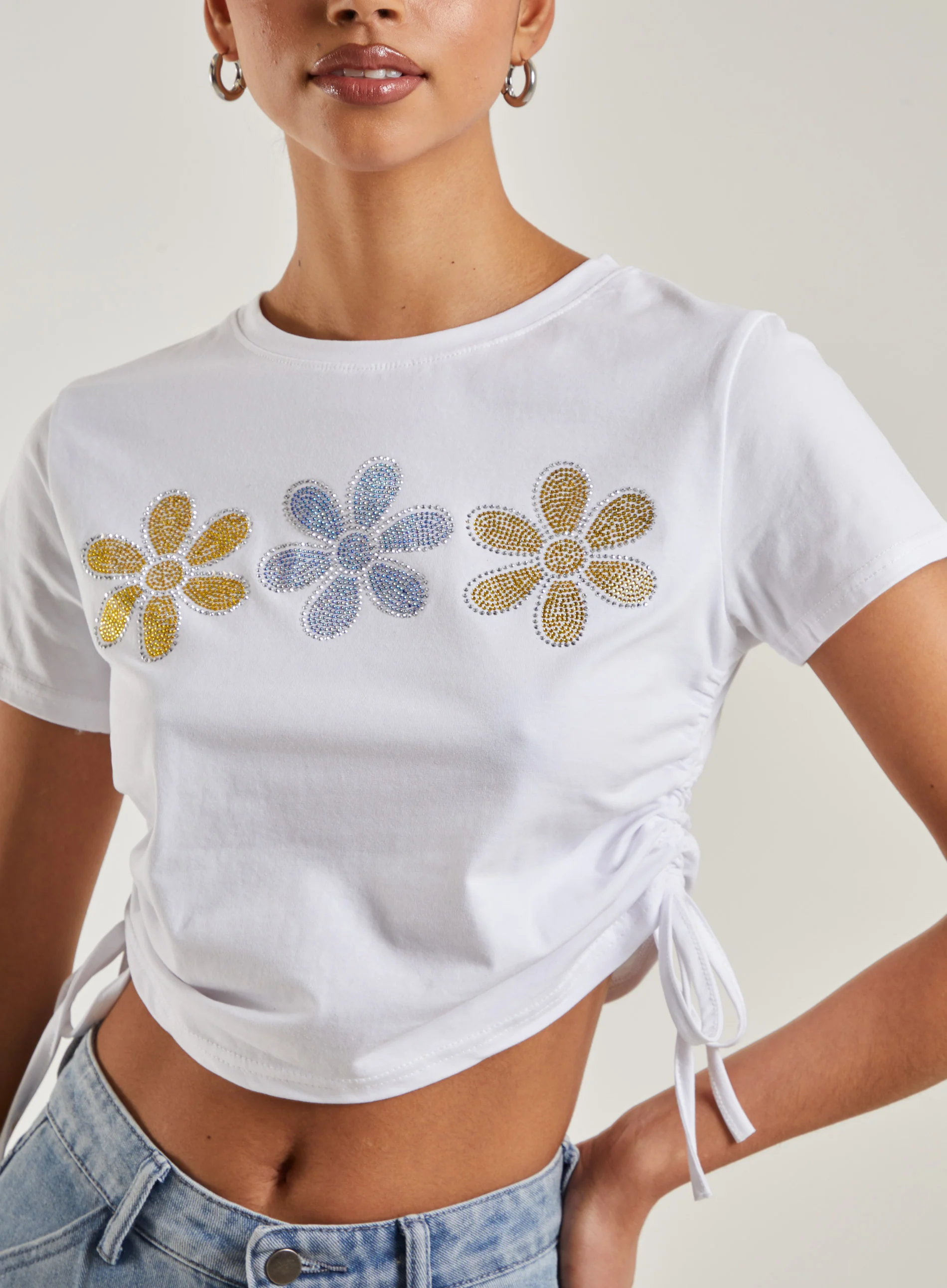 Tie Diamante Flower Top - Image 4