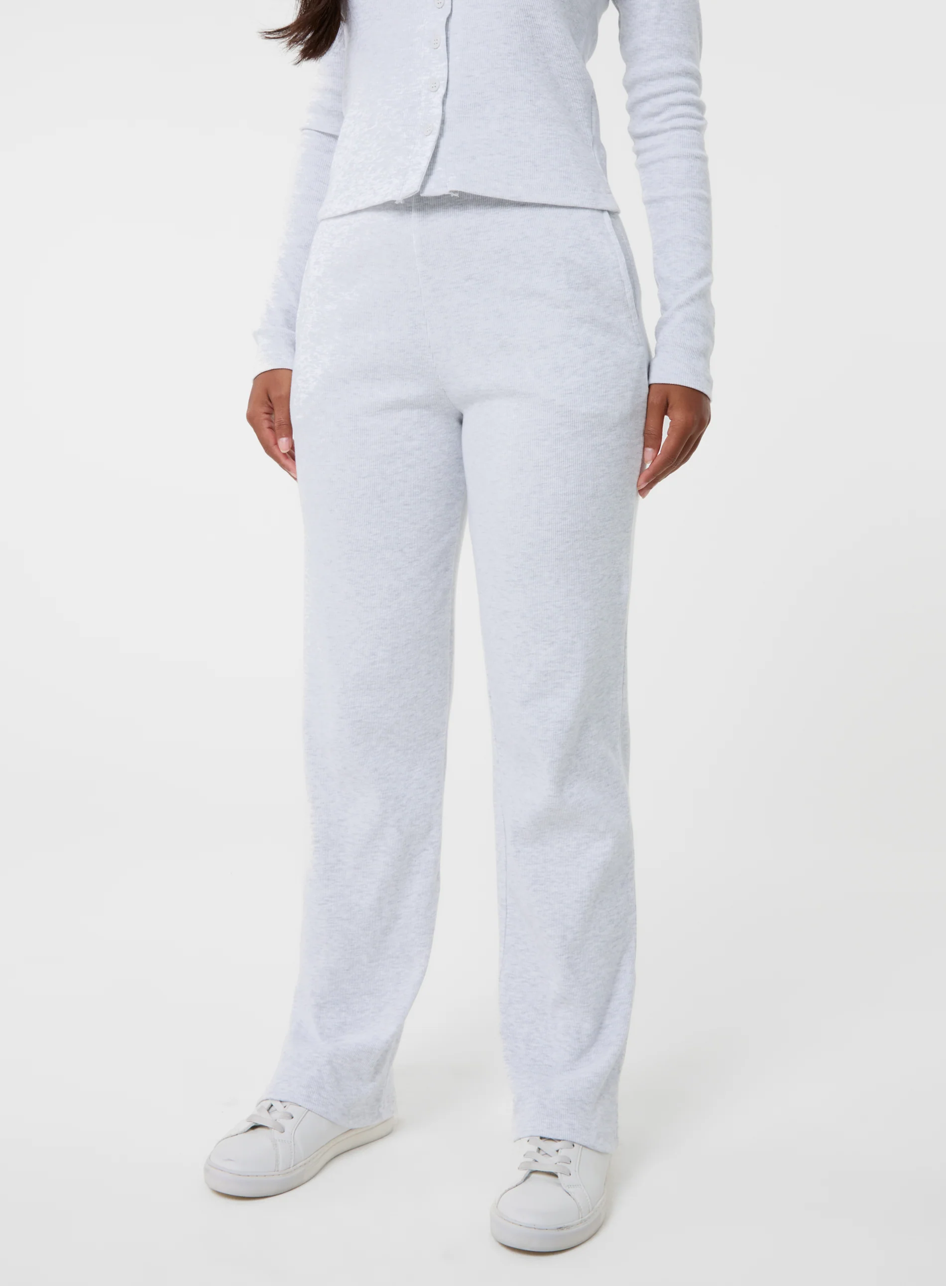 Wide Leg Ribbed Trousers - Image 2
