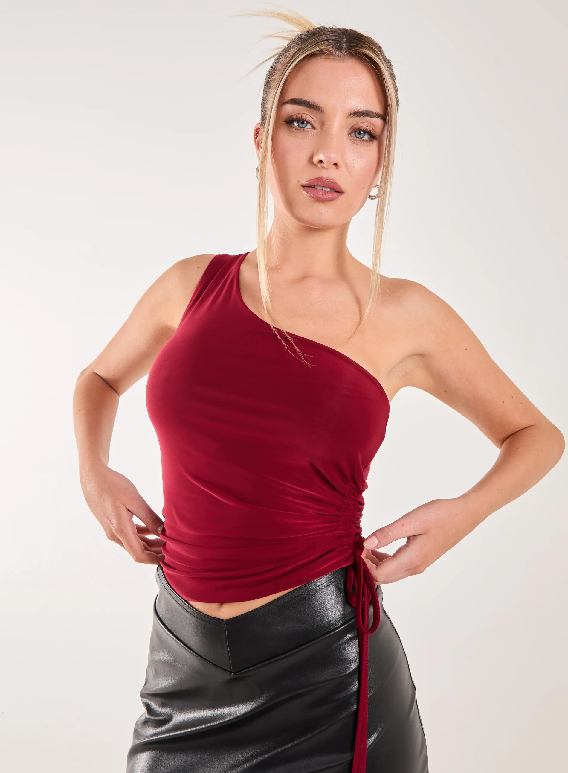 Asymmetric Side Ruched Top - Image 3