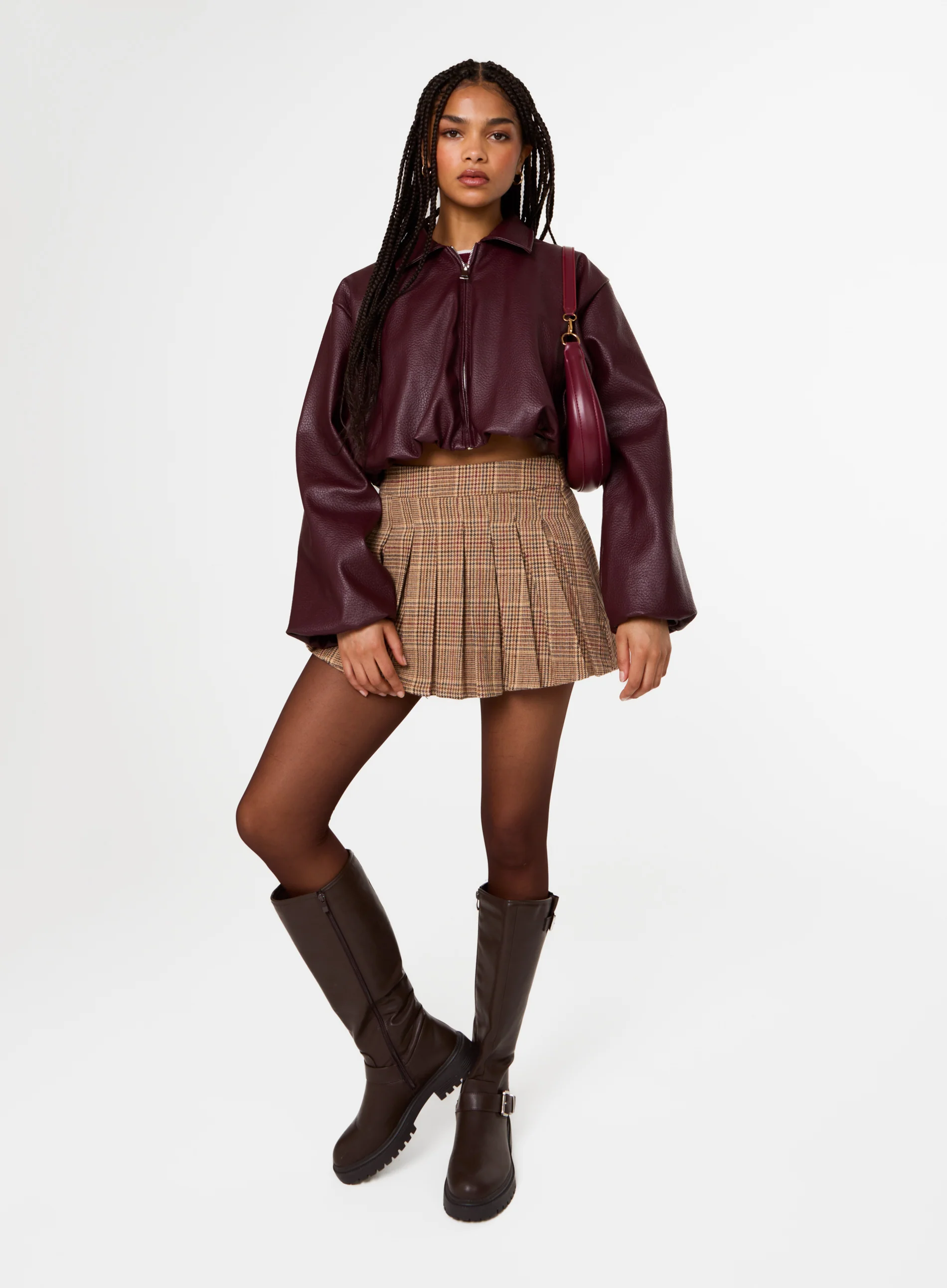 Faux Leather Puffball Jacket - Image 2