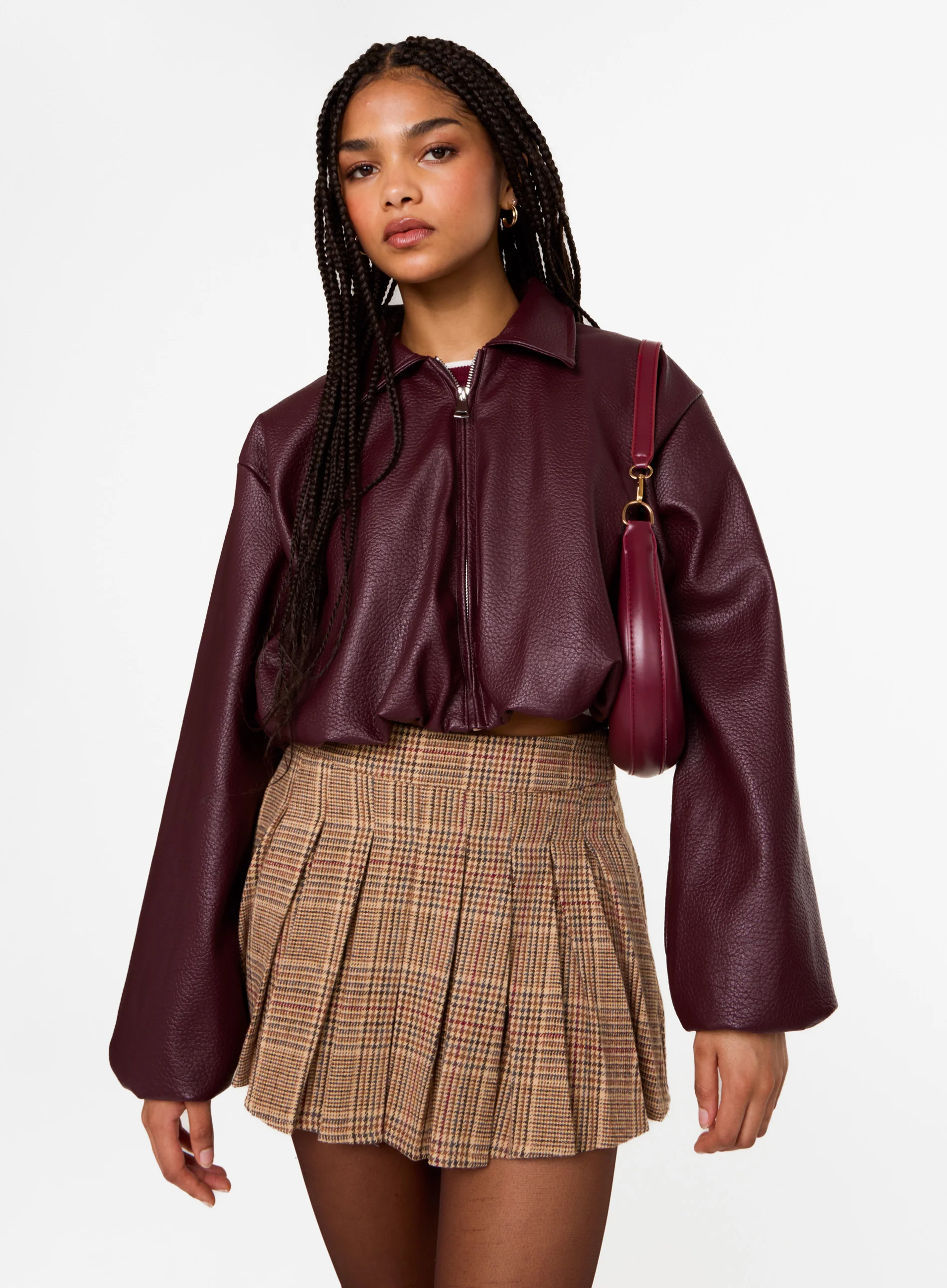 Faux Leather Puffball Jacket - Image 4