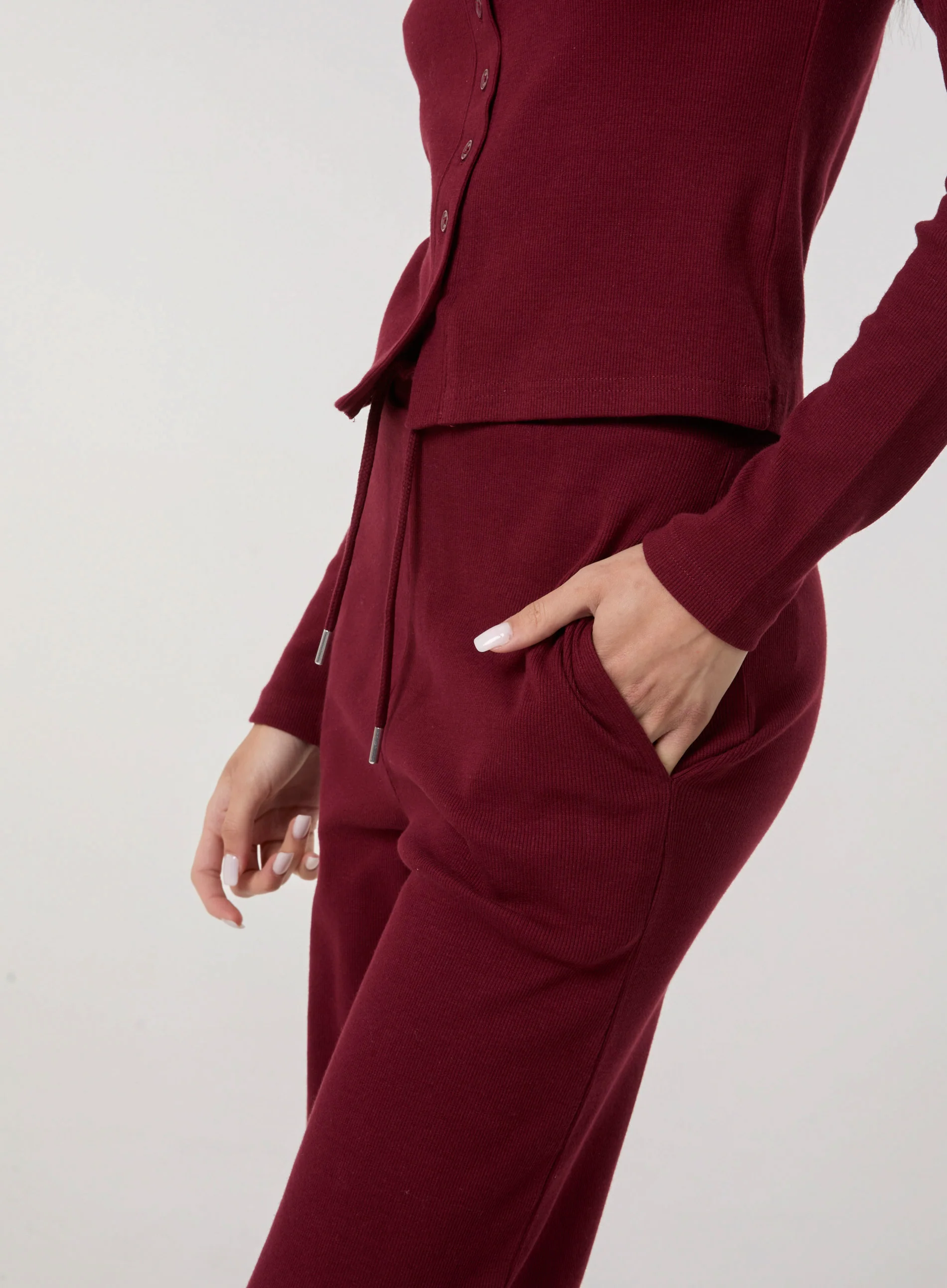 Wide Leg Ribbed Trousers - Image 2