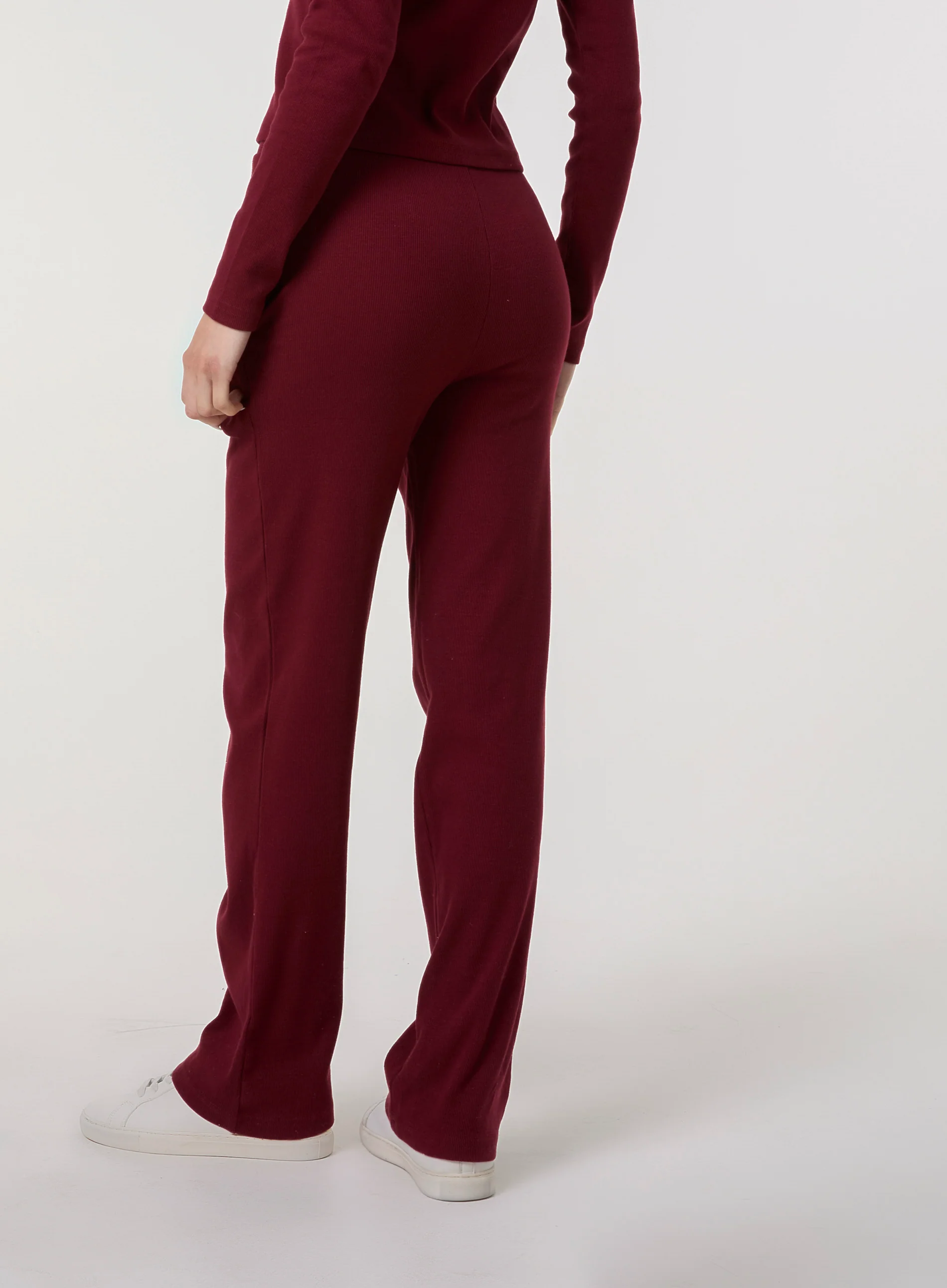 Wide Leg Ribbed Trousers - Image 3