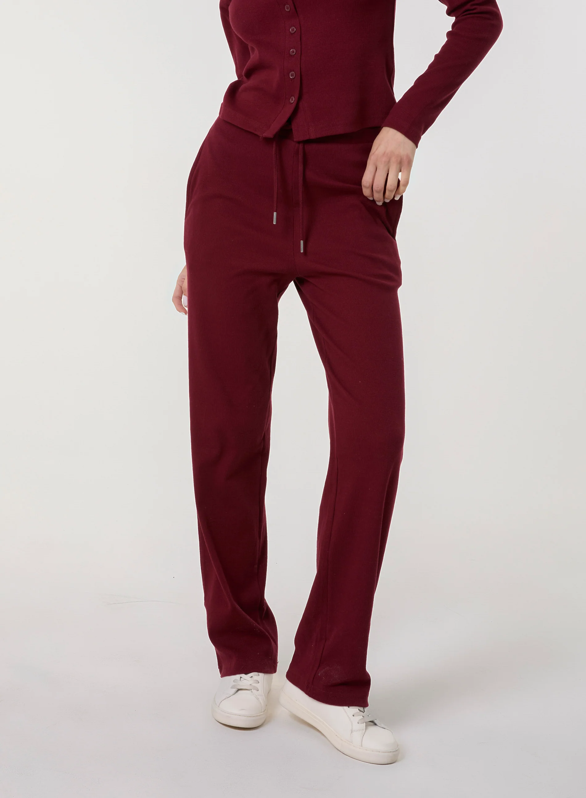 Wide Leg Ribbed Trousers - Image 4