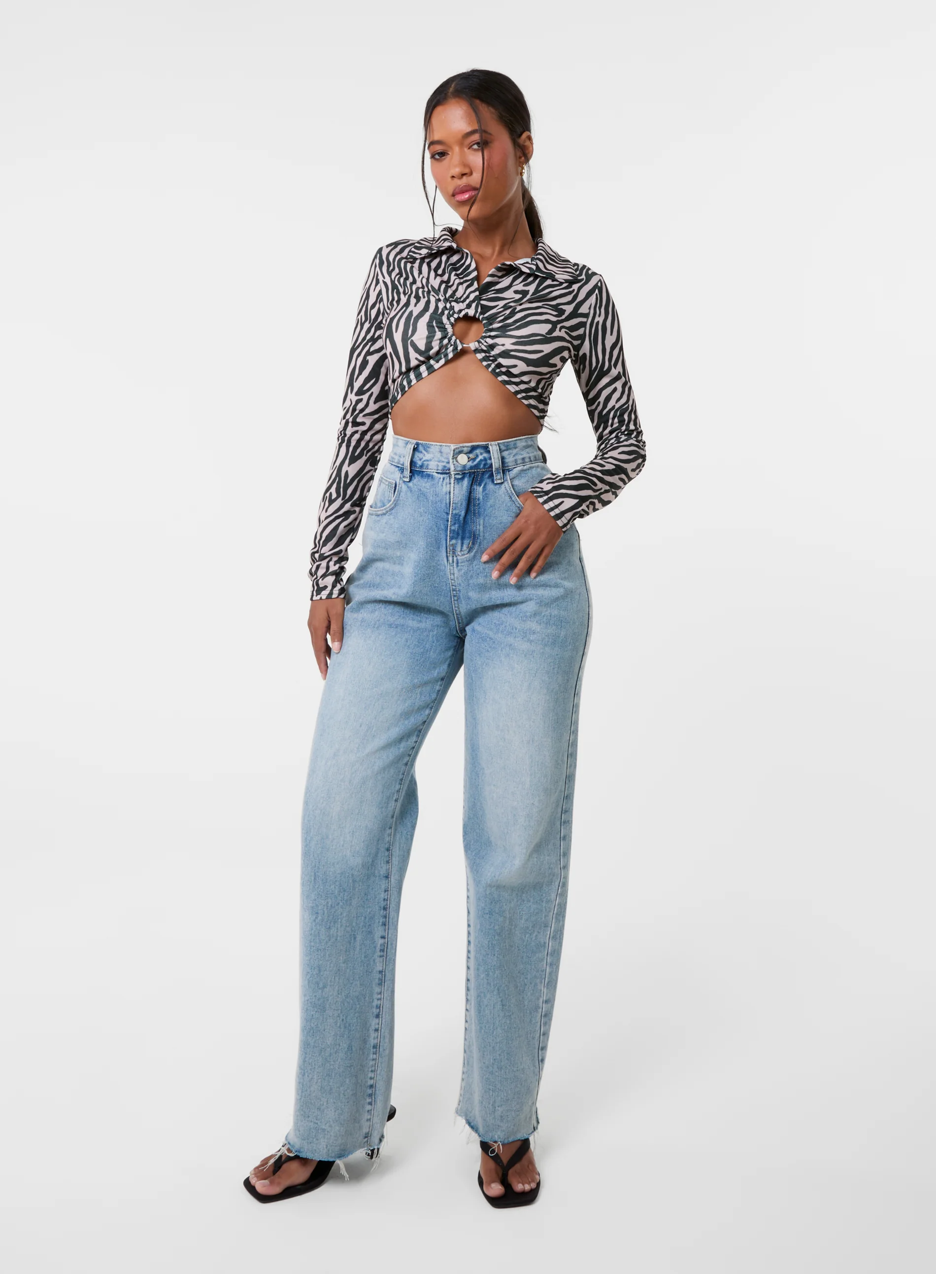 Zebra Print Collared Top - Image 2