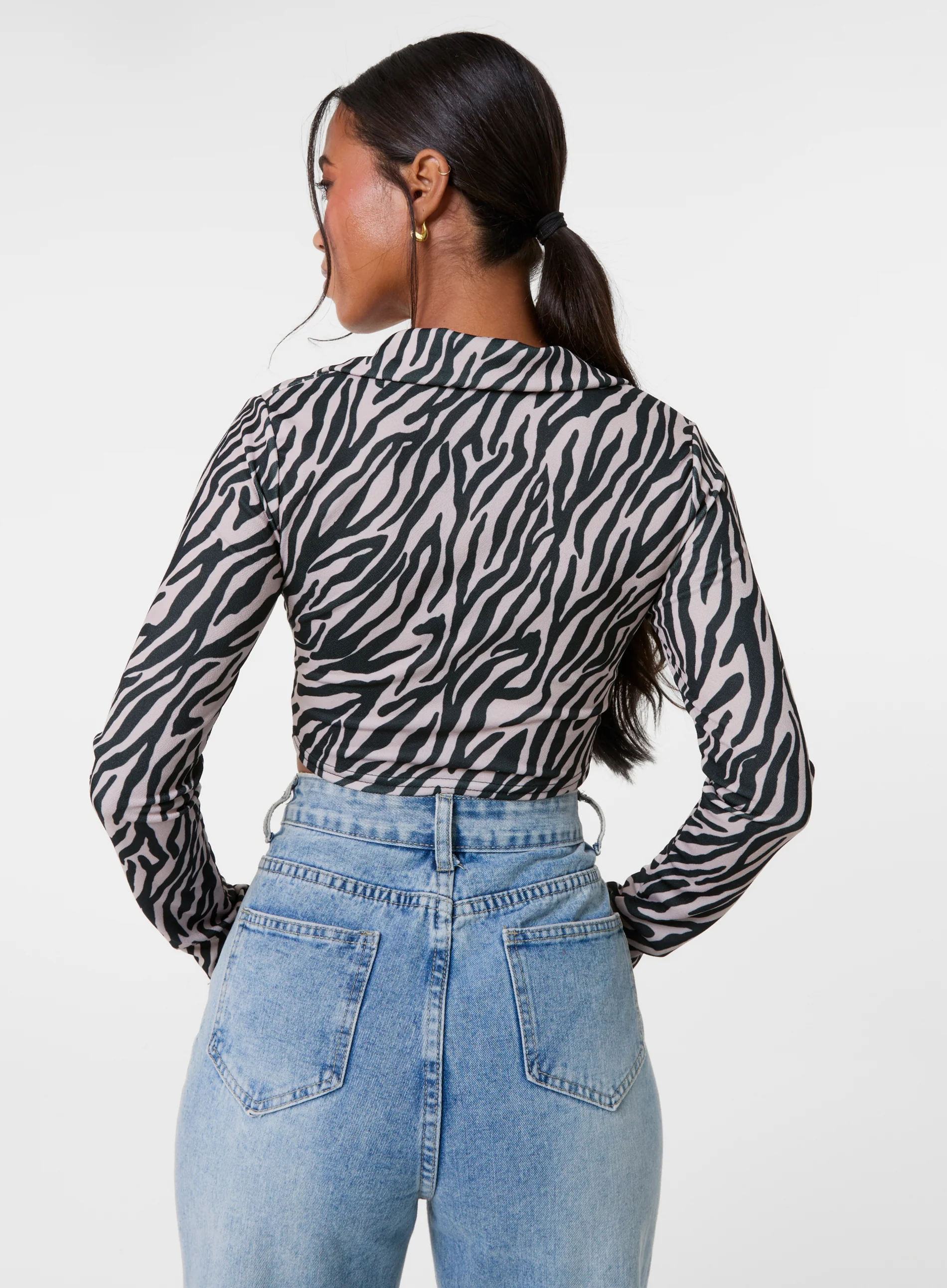 Zebra Print Collared Top - Image 4